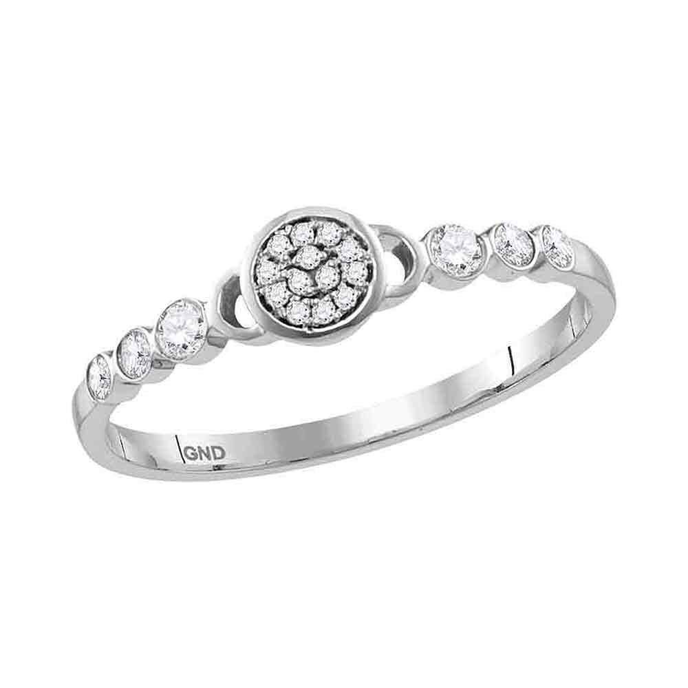 Dazzlingrock 10K White Gold Round Diamond Cluster Stackable Band Ring for Women - 1/6 CTW - Perfect for Weddings, Anniversaries & Everyday Elegance