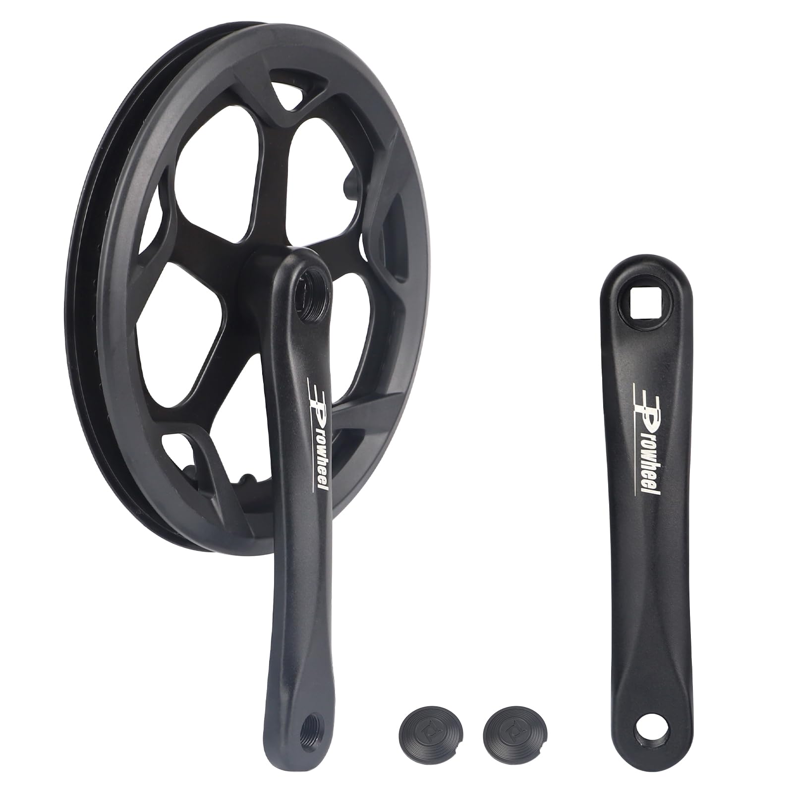 Prowheel 48T/52T Steel Chainring Bike Crankset - 1 Piece Single Speed & 6/7/8 Speed Compatible - 170mm Aluminum Alloy Arm with Double Chain Cover - for E-Bike, Bicycle & Folding Bike - Perfect for Commuting, Urban Riding & Electric Bike Upgrades