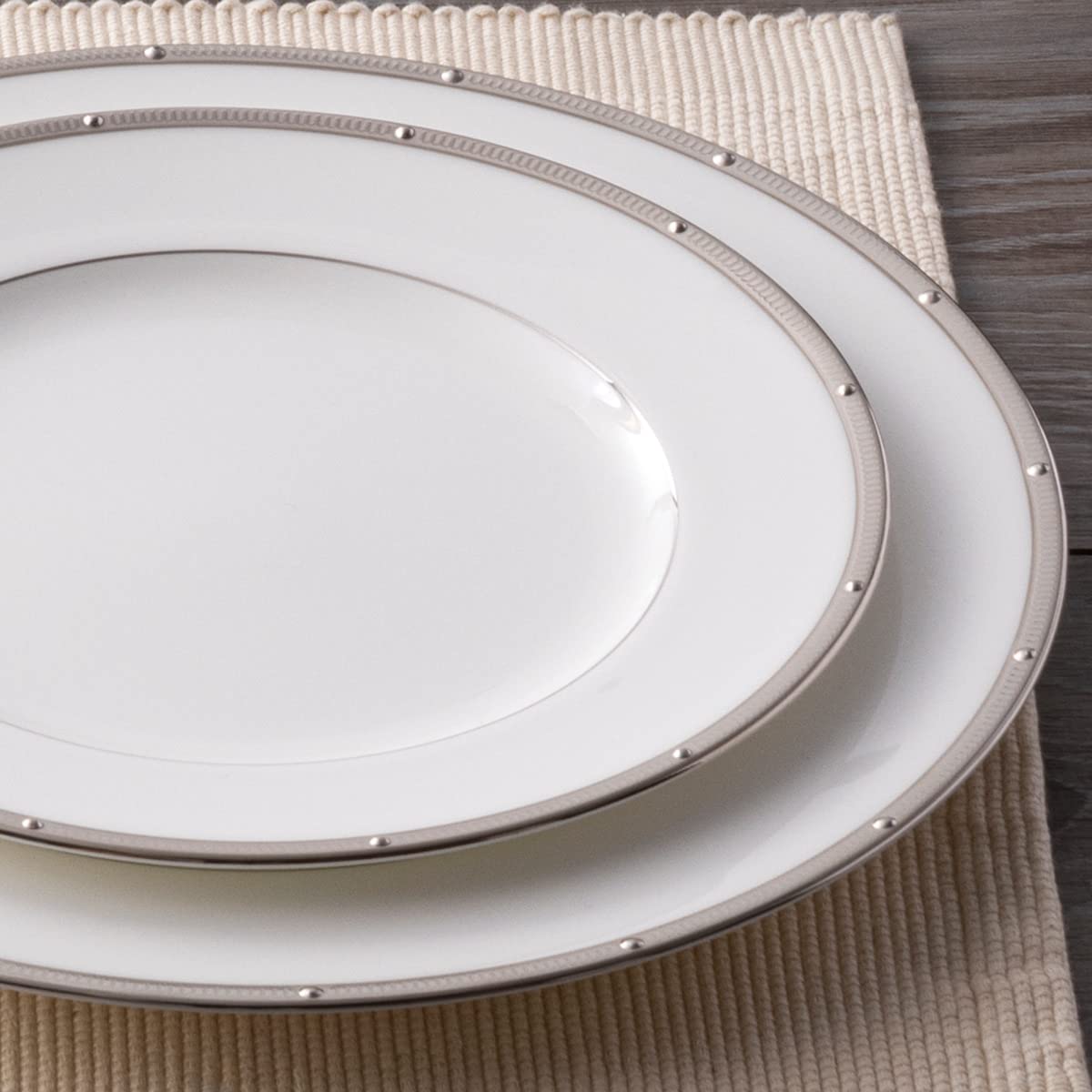 Noritake Rochelle Platinum 5-Piece Dinnerware Set - Elegant White Fine China for Formal Dining & Special Occasions
