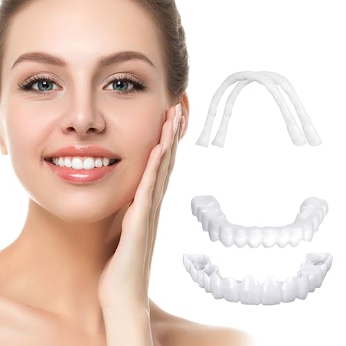 2 PCS Temporary Dentures with Veneer for Men & Women - Natural & Comfortable Teeth Cover to Regain Confident Smile - Perfect for Daily Wear, Special Occasions & Cosplay - A01