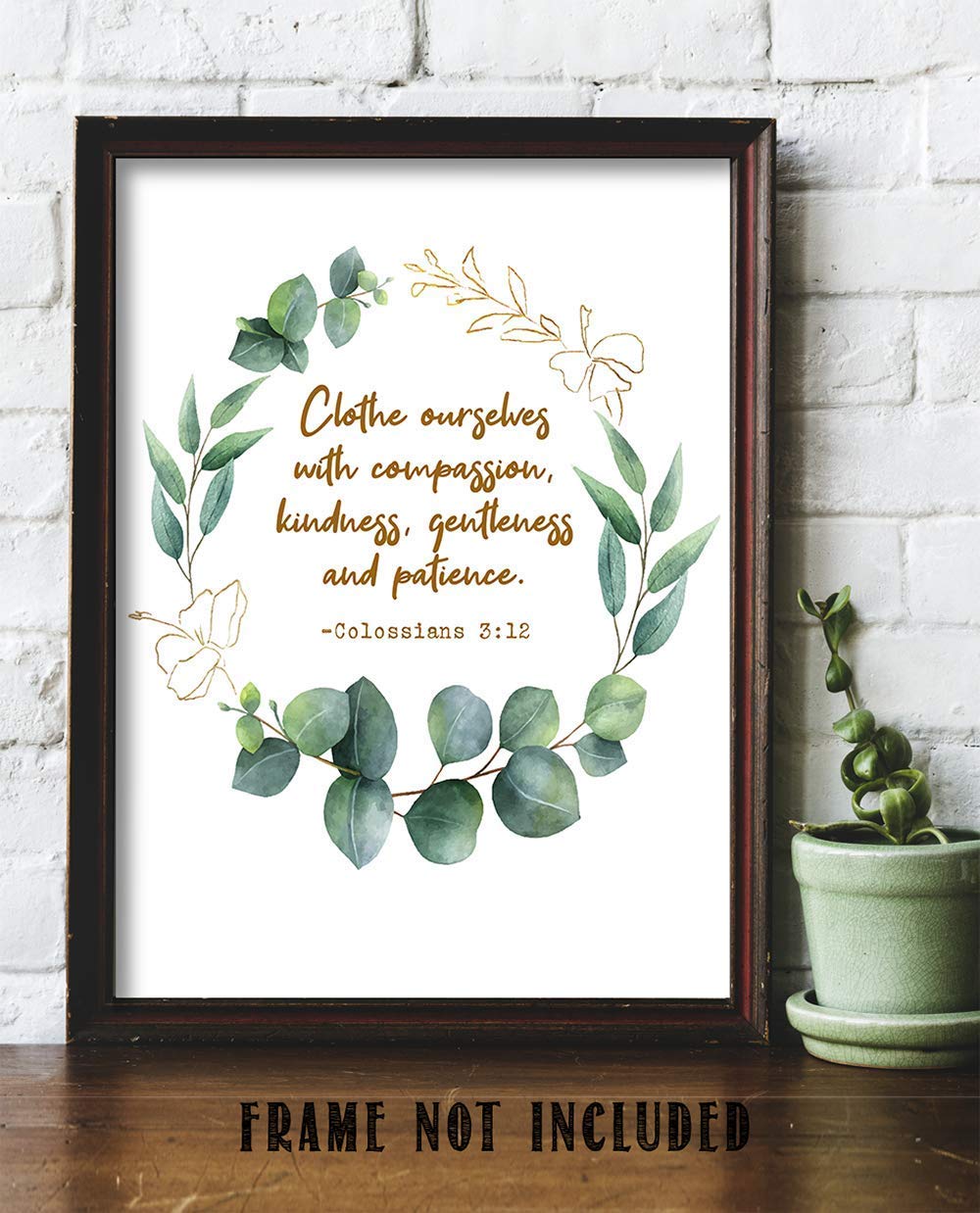 TJ Originals - Colossians 3:12 Bible Verse Wall Art Print - 11x14 Inspirational Christian Home Decor with Floral Design - Perfect for Living Room, Bedroom & Church - Gift for Women, Family & Friends (Birthday, Housewarming)