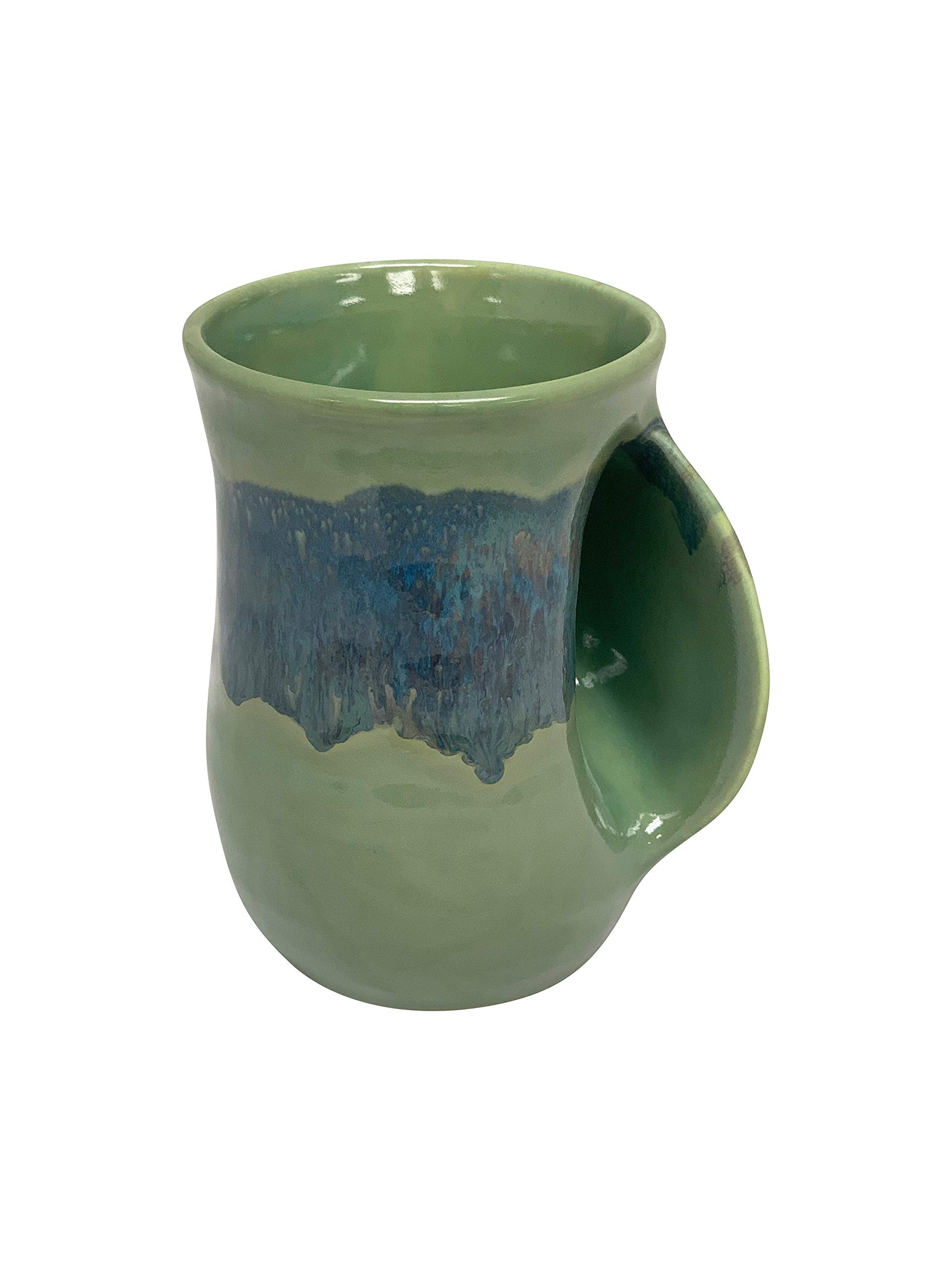 Electric Hand Warmer Mug for Right Hand - Insulated Travel Coffee Cup with Lid, Misty Green - Perfect for Office, Commuting & Outdoor Activities