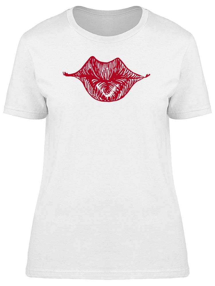 Red Lips Print Women's T-Shirt - Soft Cotton Casual Tee for Everyday Wear | Trendy Graphic Top for Street Style & Outfits