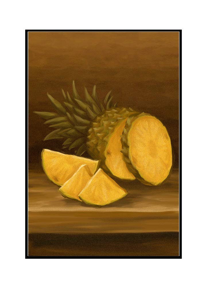 Pineapple Oil Painting - 24x36 Inch Framed Gallery Wrapped Canvas Art - Tropical Home Decor for Living Room, Bedroom & Office