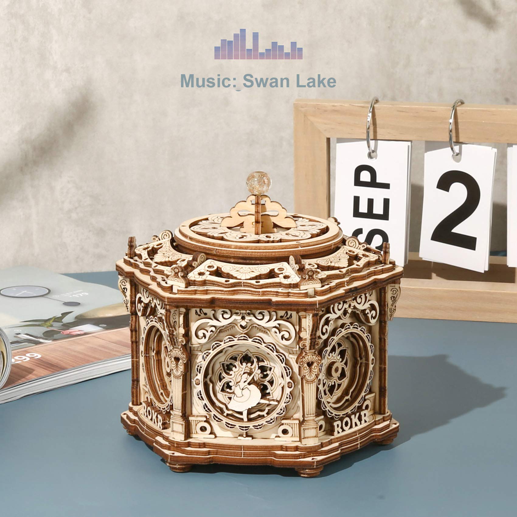 ROKR 3D Wooden Puzzle for Adults - DIY Mechanical Music Box Kit with Rotating Secret Garden Design, Perfect Model Building Gift for Teens & Adults Ages 14+ | Great for Home Decor, Relaxation & Creative Hobbies