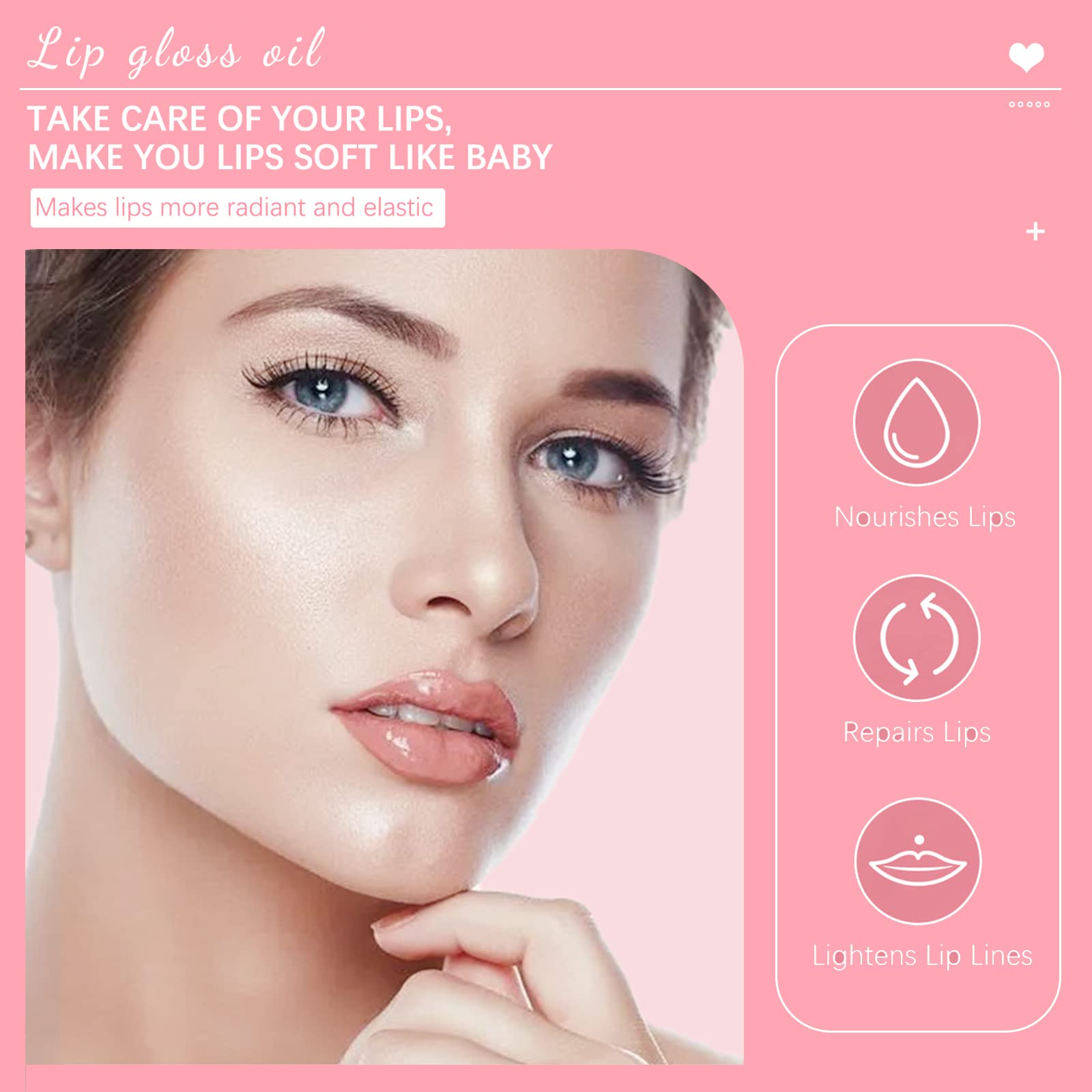 Hydrating Plumping Lip Gloss Oil - Long Lasting Moisturizing Lip Balm for Dry Lips & Lip Care - Transparent Tinted Lip Oil with Cherry Flavor | Perfect for Daily Hydration, Night Lip Treatment & Makeup Looks