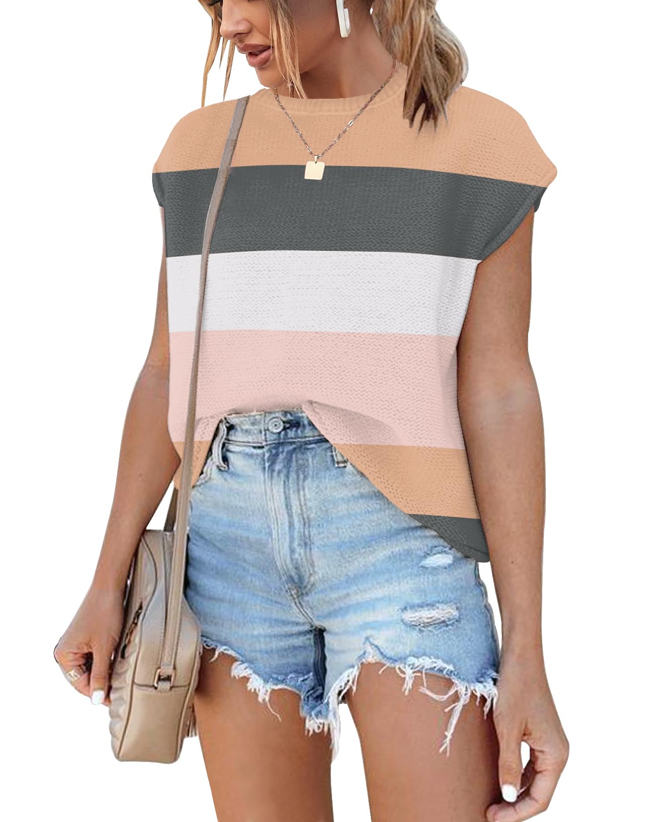 Women's Waffle Knit Cap Sleeve Summer Tops - Breathable Basic Tank Shirts for Casual Wear, Beach Outfits & Layering