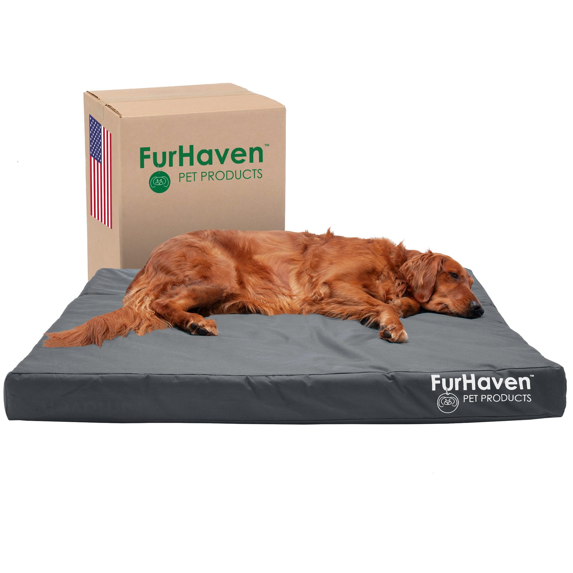 Furhaven Cooling Gel Dog Bed for Large Dogs - Water-Resistant, Washable Cover - Indoor/Outdoor Use