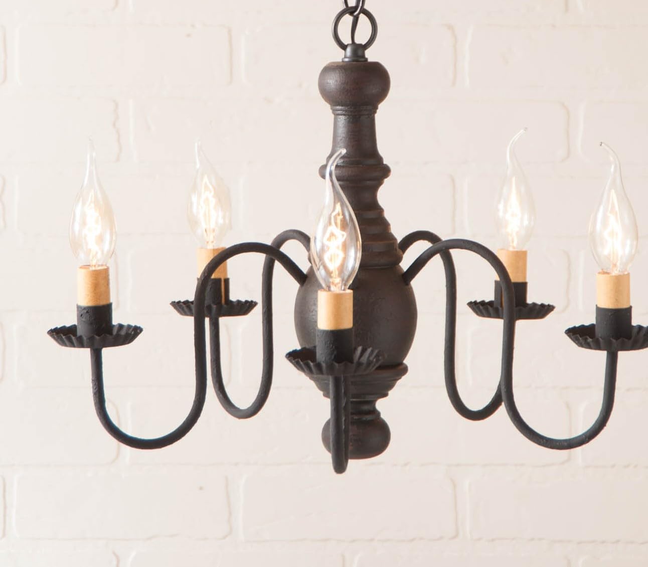 5-Arm Lancaster Wood Dining Room Chandelier - 17