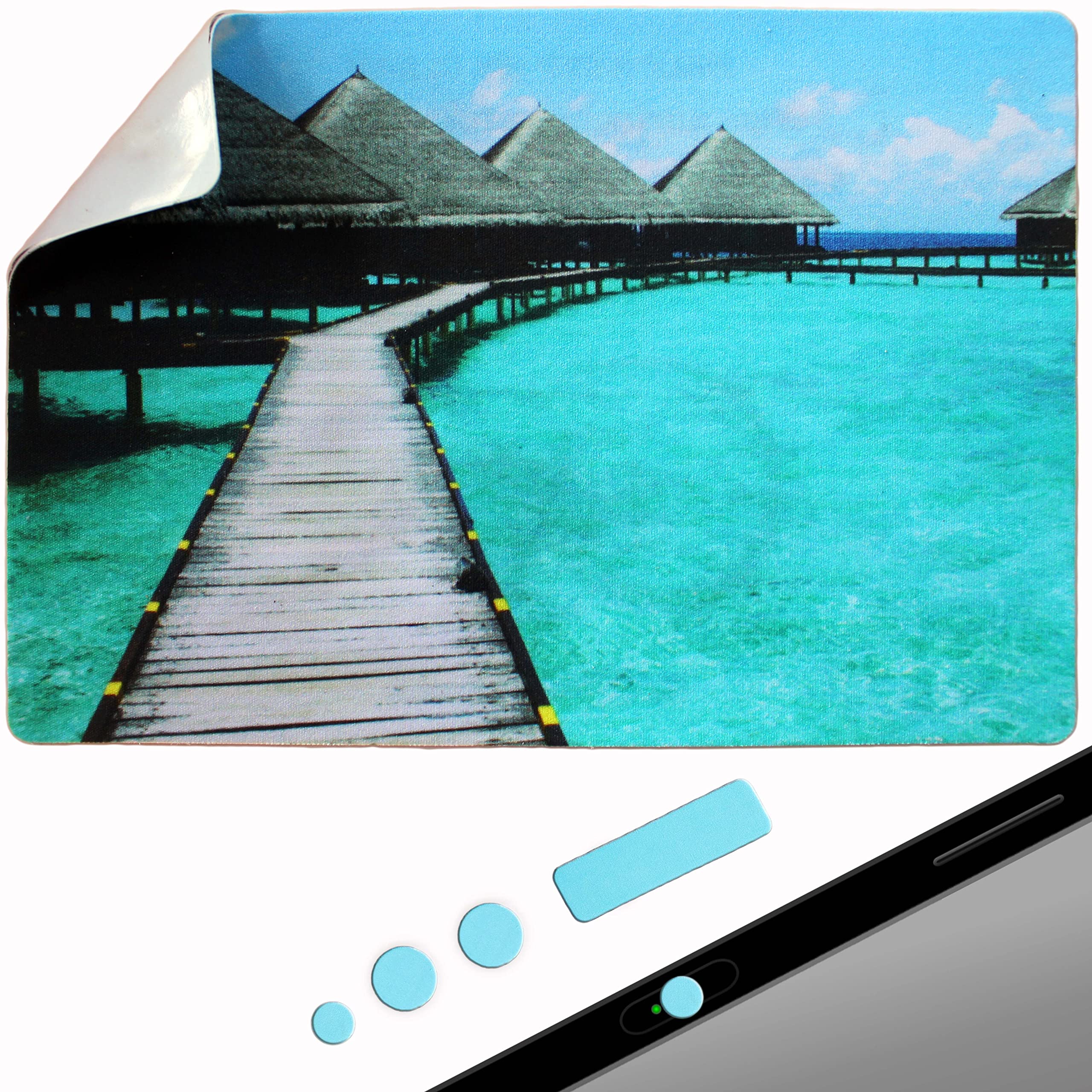 Peel and Stick Mouse Pad - Large Non-Slip Adhesive Desk Mat - Portable XL Size for Laptop & Computer (Beach Design) - Perfect for Office, Gaming & Travel Use