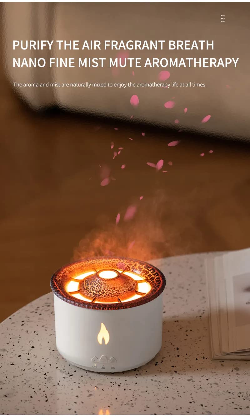 AUSEK® Essential Oil Diffuser - Ultrasonic Aromatherapy Humidifier with Auto Shut-Off, Remote Control & Volcano Flame Effect for Home, Office, Yoga & Spa Relaxation