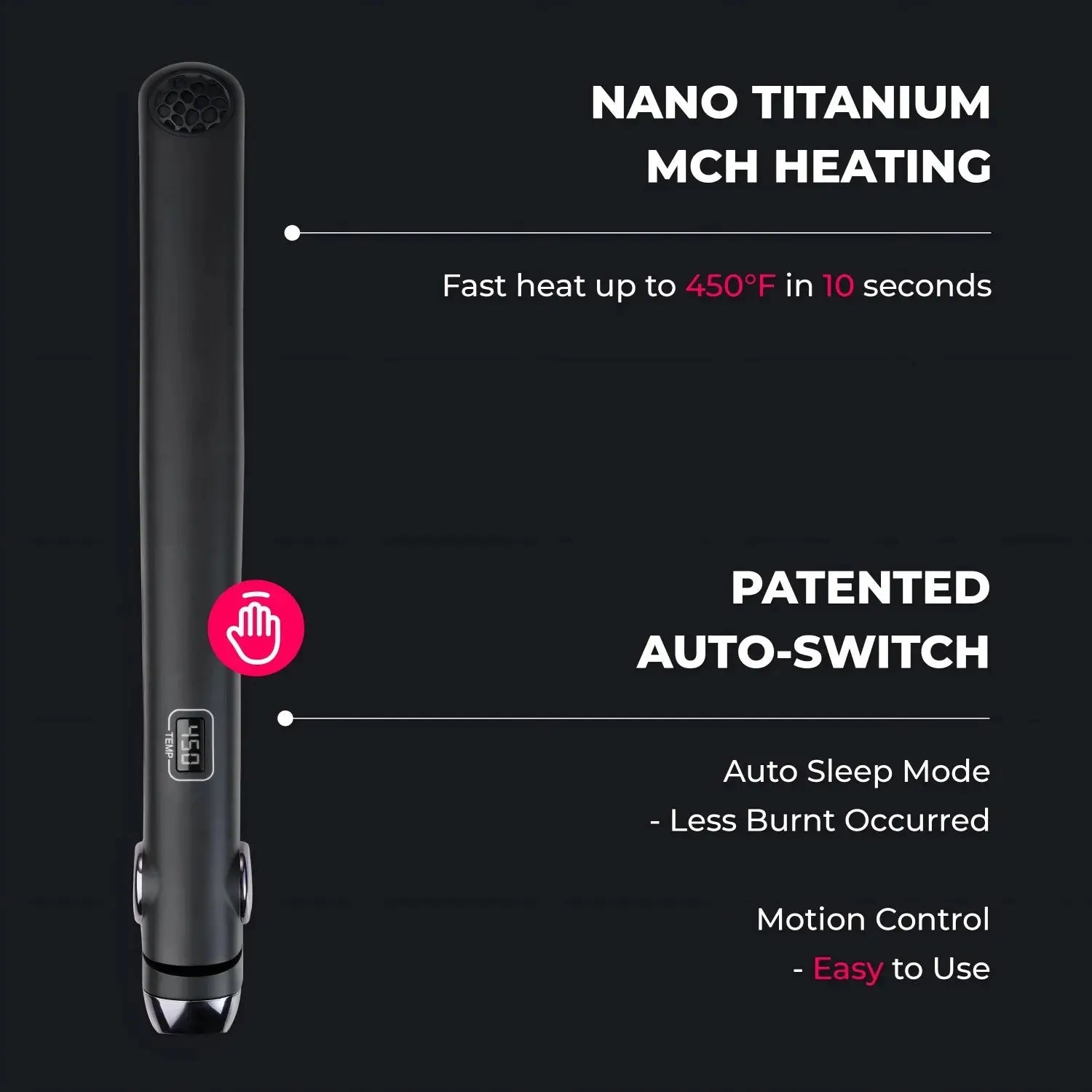TYMO Sway Noir Hair Straightener Brush - Professional Ionic Ceramic Flat Iron for Smooth & Shiny Hair - Perfect for Home & Salon Styling