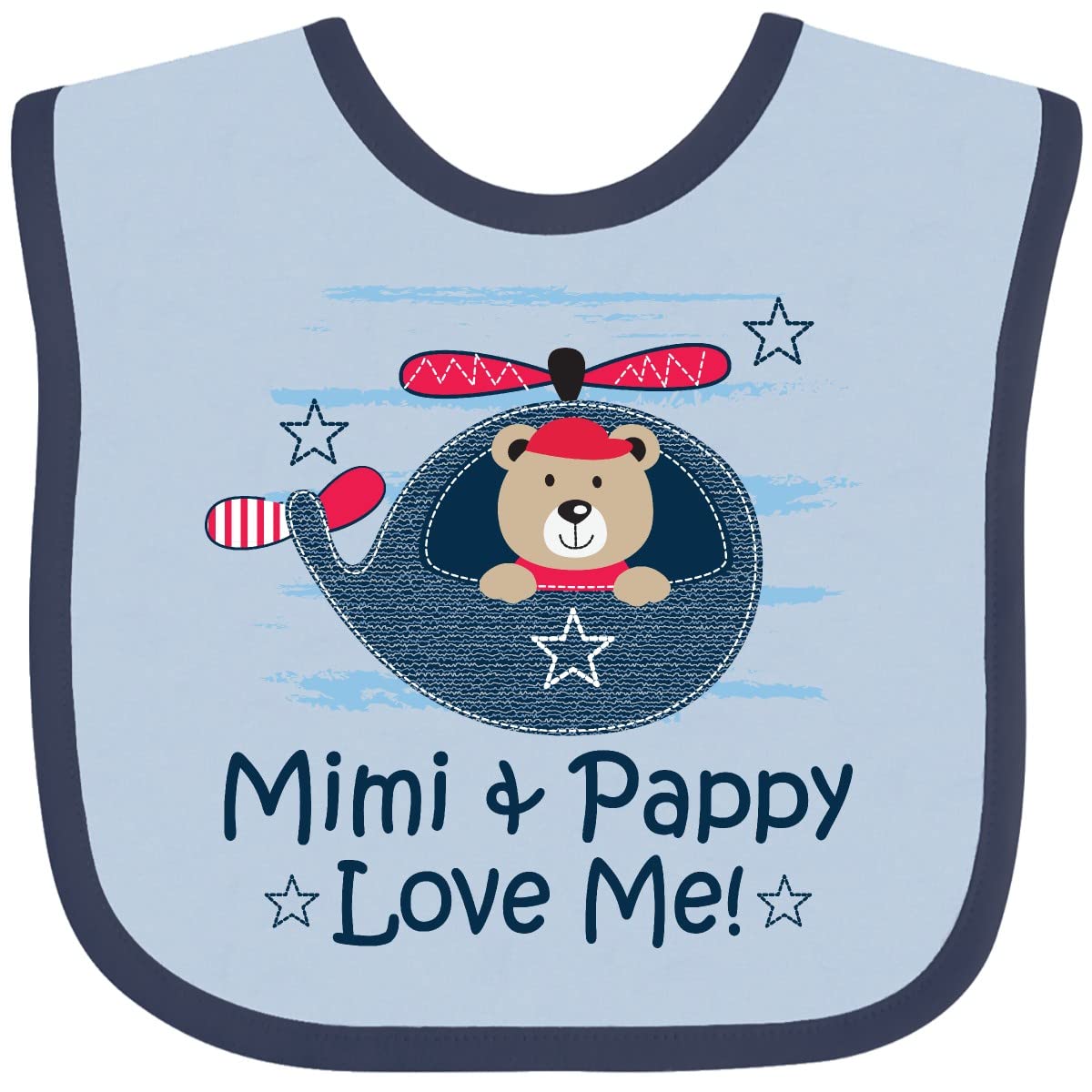 Inktastic Mimi and Pappy Love Me Baby Boy Bib - Soft Cotton Drool Bib for Infants, Perfect for Feeding Time and Messy Play