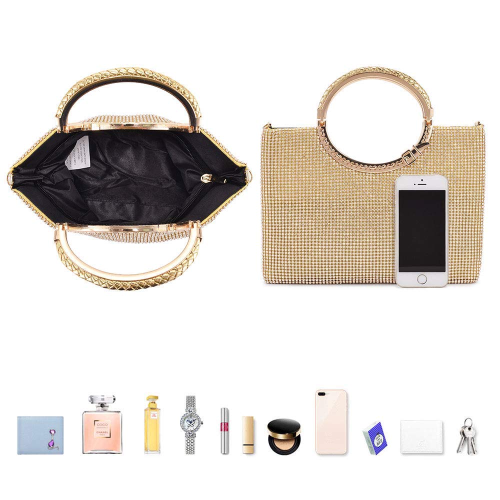 UBORSE Rhinestone Crystal Clutch Purse for Women - Sparkling Evening Bag with Ring Handle for Wedding, Party, Prom & Cocktail Events - Elegant Accessory for Special Occasions