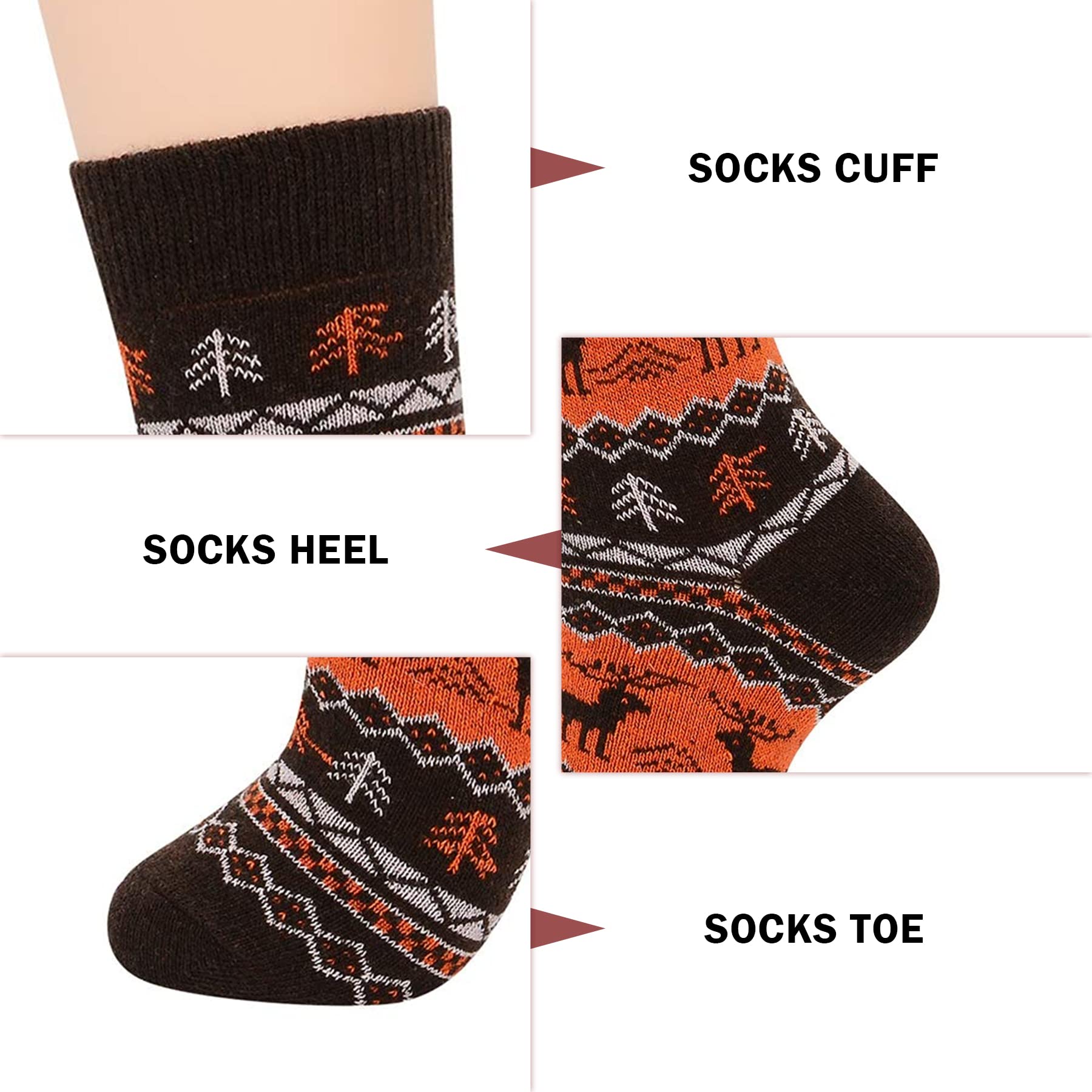 Zando Women's Christmas Wool Socks - Warm Thermal Thick Crew Socks for Winter, Hiking & Outdoor Activities | Cozy Holiday Gift for Her, Perfect for Snow Days & Cold Weather Adventures