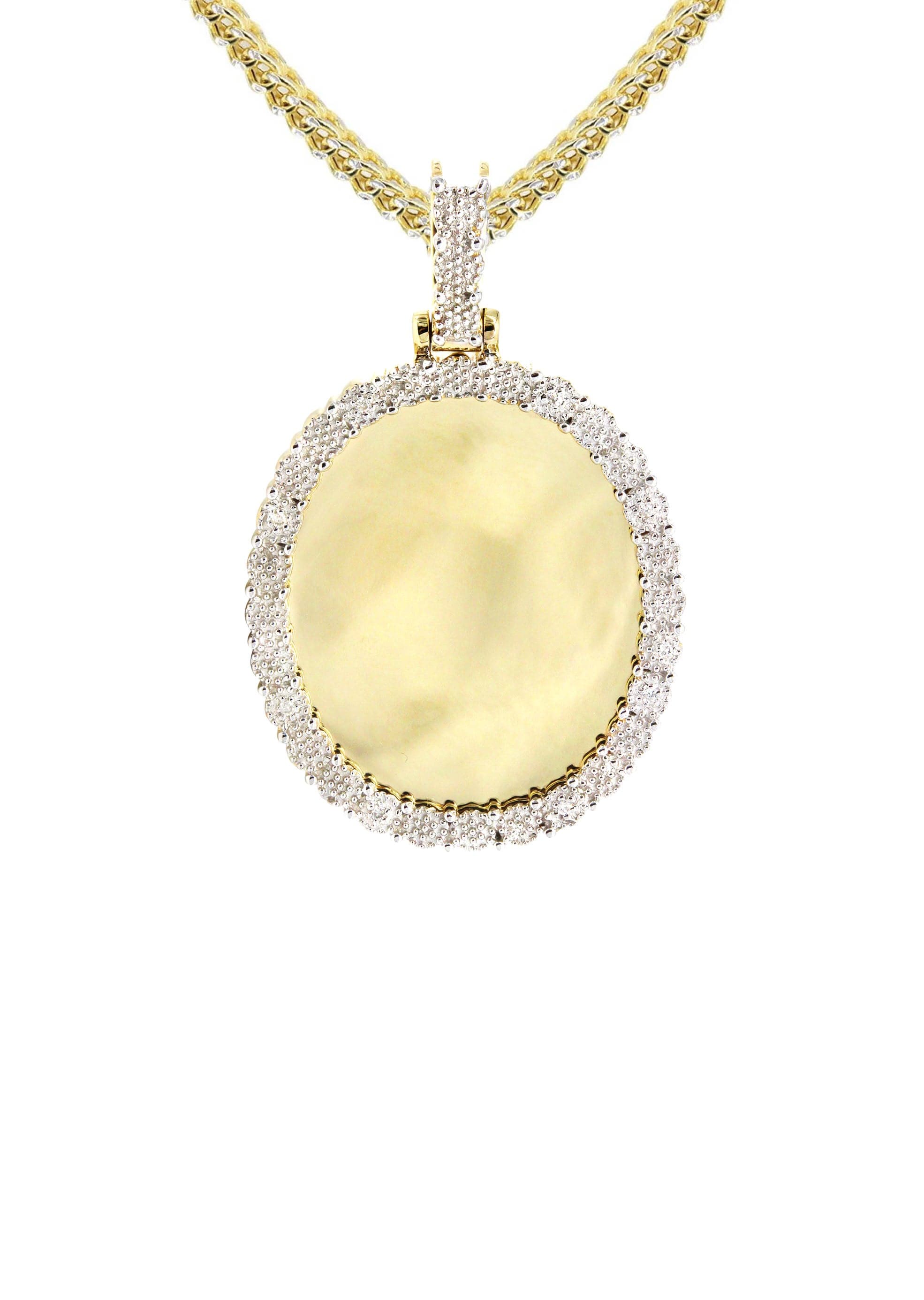 10K Yellow Gold Small Diamond Oval Picture Pendant Necklace for Women - 17 Grams | Elegant Photo Locket Jewelry Gift for Mom, Wife, Girlfriend | Perfect for Anniversaries, Birthdays & Special Occasions