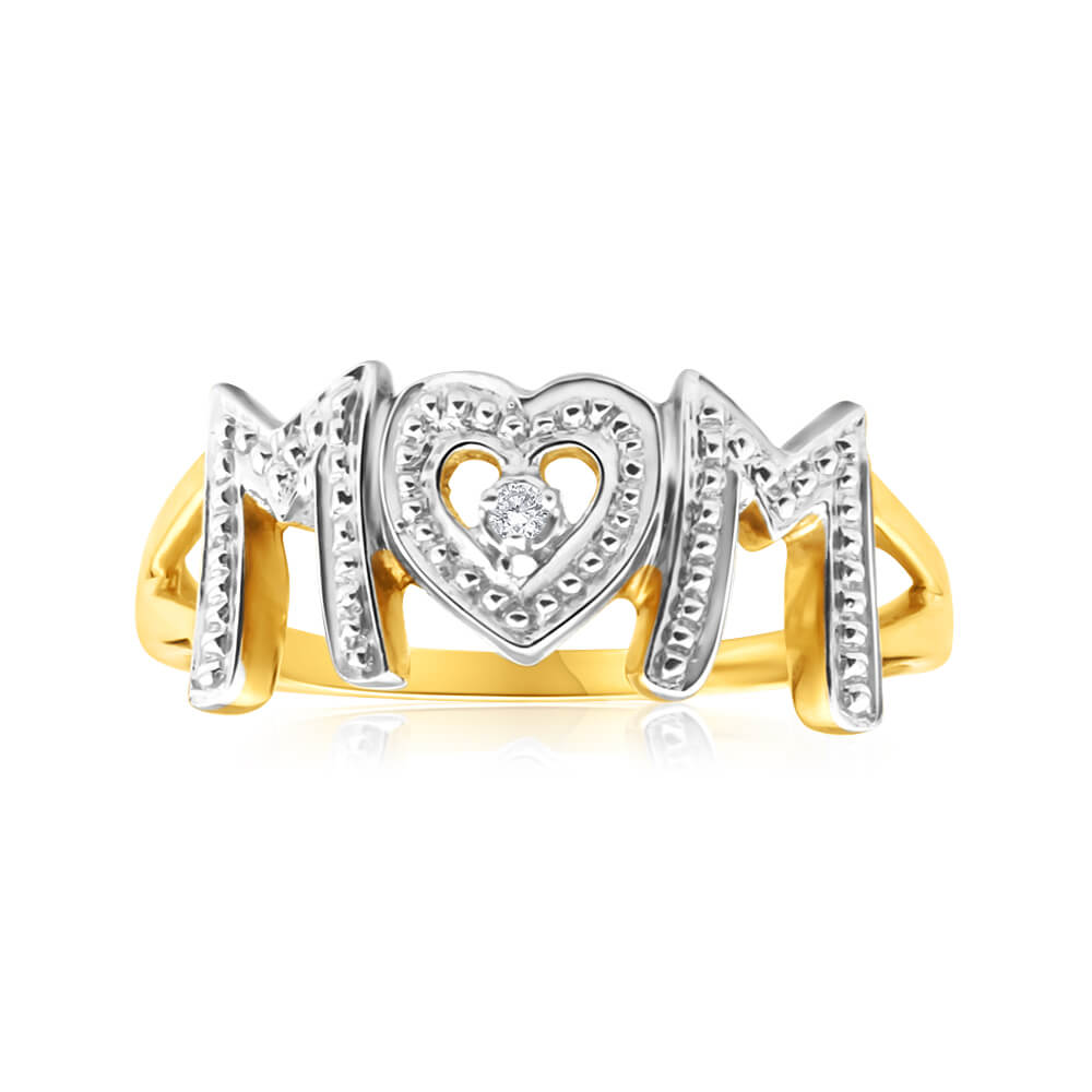 9ct Yellow Gold Diamond Ring for Women - Elegant & Timeless Jewelry Gift for Engagement, Anniversary, or Special Occasions