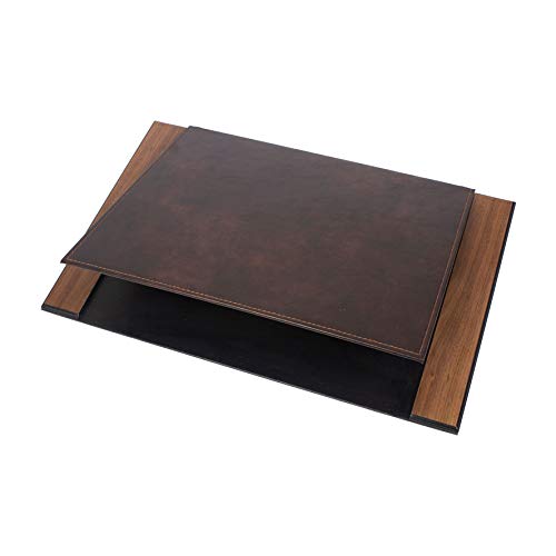 Premium 8-Piece Leather & Wood Desk Organizer Set with Double Tray, Personalized Desk Mat - Luxury Office Accessories for Home & Executive Workspaces