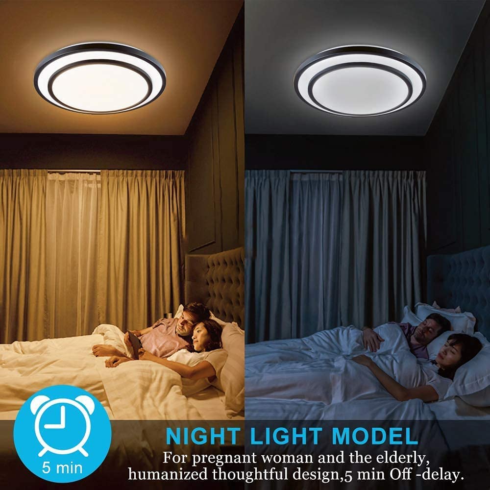 Depuley 48W Dimmable LED Ceiling Light Fixture - 20 Inch Round Flush Mount with Remote Control, 3 Color Changing Lights for Dining Room, Living Room, Bedroom, Office & Hotel - Perfect for Modern Home and Commercial Lighting