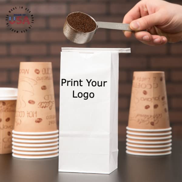 50 Pack 1 LB White Tin Tie Paper Bags for Bakery, Cookies & Coffee - No Window, Bulk Food Storage Bags for Home, Cafes & Bakeries - Eco-Friendly & Durable Packaging Solution