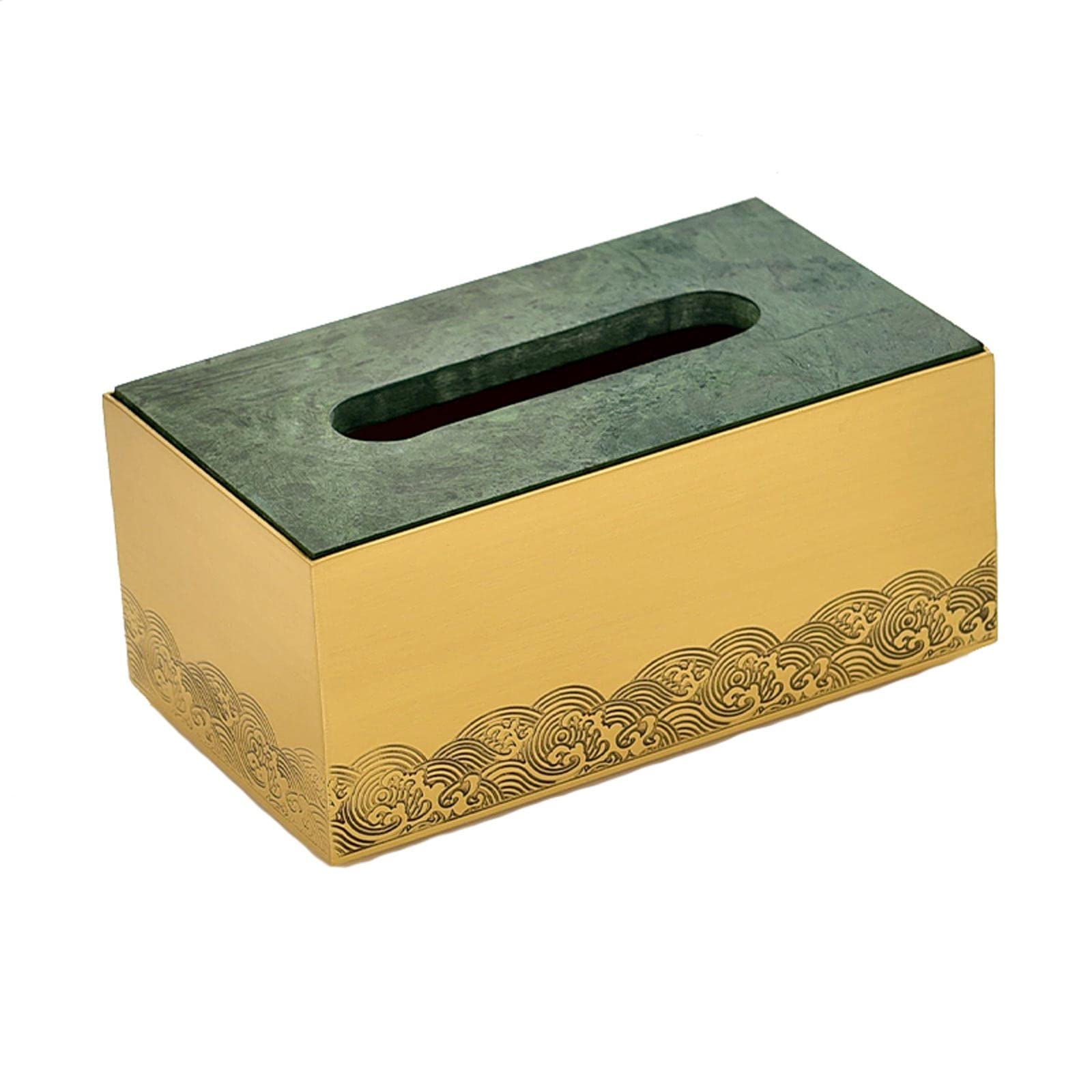 Premium Brass Tissue Box Cover - Elegant Rectangular Tissue Dispenser Holder for Dresser, Bathroom, Home & Office Decor | Durable & Stylish Tissue Box Organizer for Living Room, Bedroom, Restaurant & Hotel Use