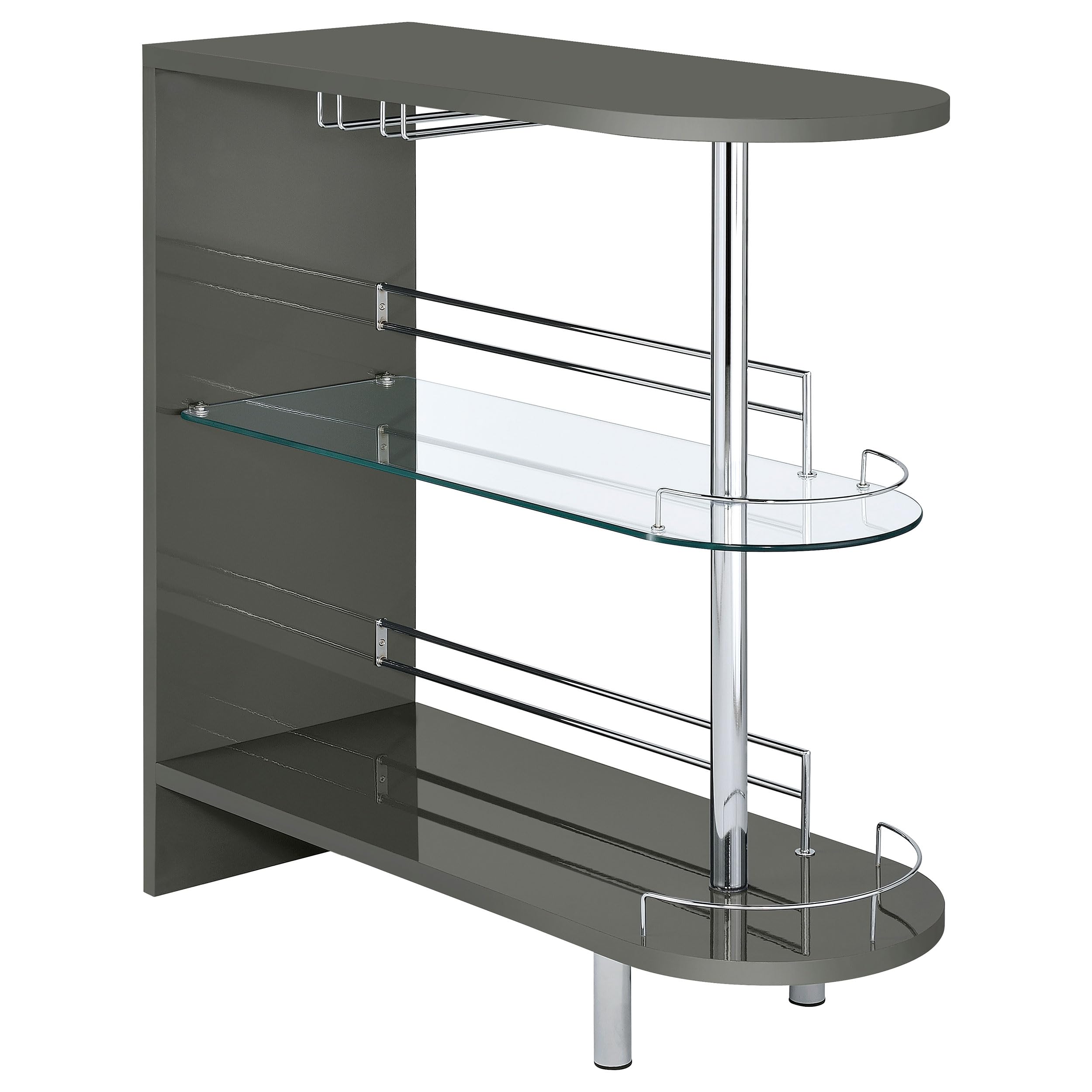 Coaster Home Furnishings Adolfo Contemporary 2-Tier Bar Table - Rectangular Grey High Gloss Finish (Model 101073) - Perfect for Home Bars, Living Rooms & Small Space Entertaining
