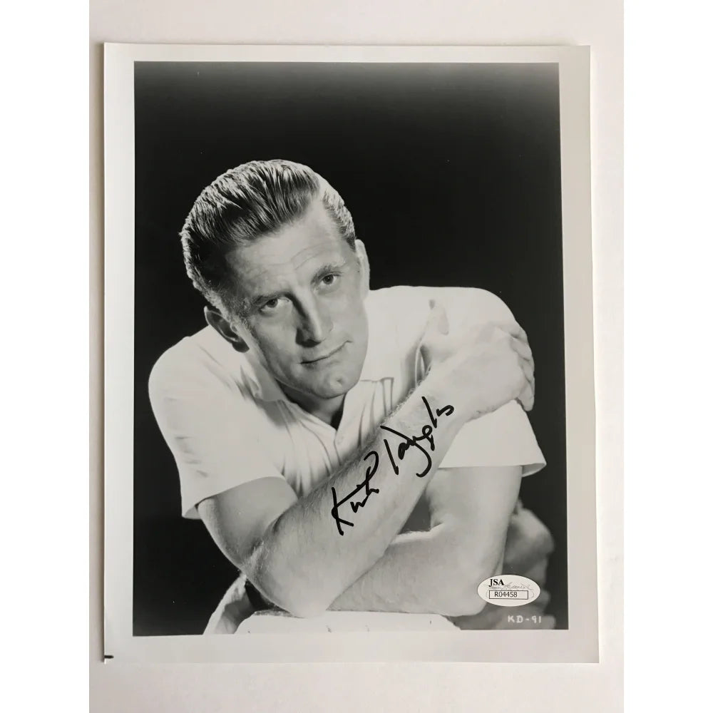 Kirk Douglas Autographed 8x10 Photo with JSA COA - Young Man with a Horn Champion - Vintage Hollywood Memorabilia for Collectors & Movie Fans Display
