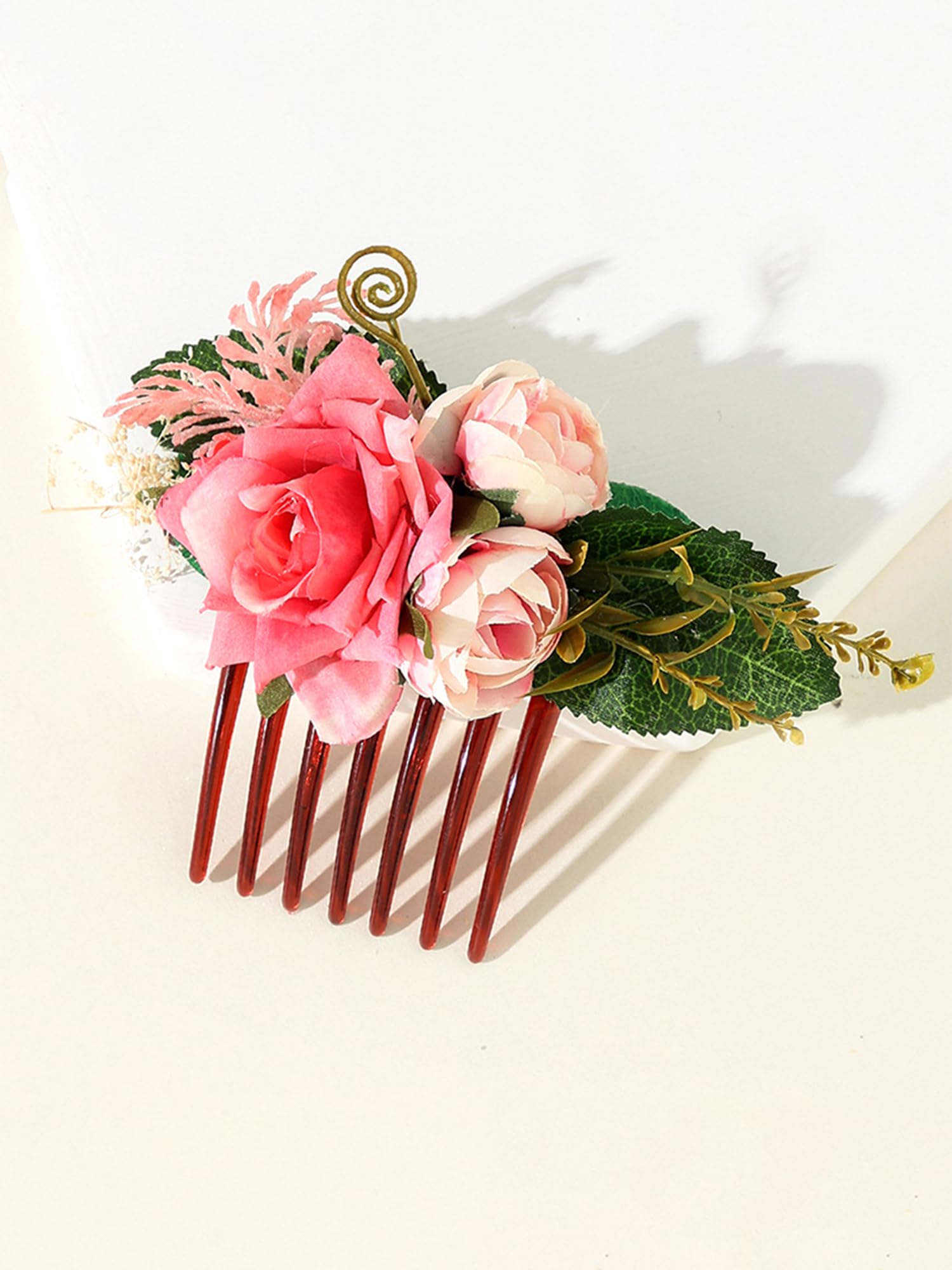 Yellow Floral Hair Comb Pin for Women - Elegant Bridal Hair Accessories for Wedding, Side Pin, Hair Clip & Juda Pin - Perfect for Brides, Prom, Parties & Special Occasions