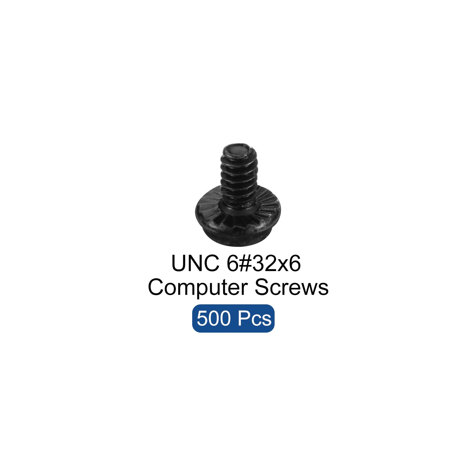 500pcs #6-32x6 Hex Laptop Notebook Screws Assortment Kit - Black Computer Replacement Screws for Laptop, SSD Repair, and DIY Electronics Projects