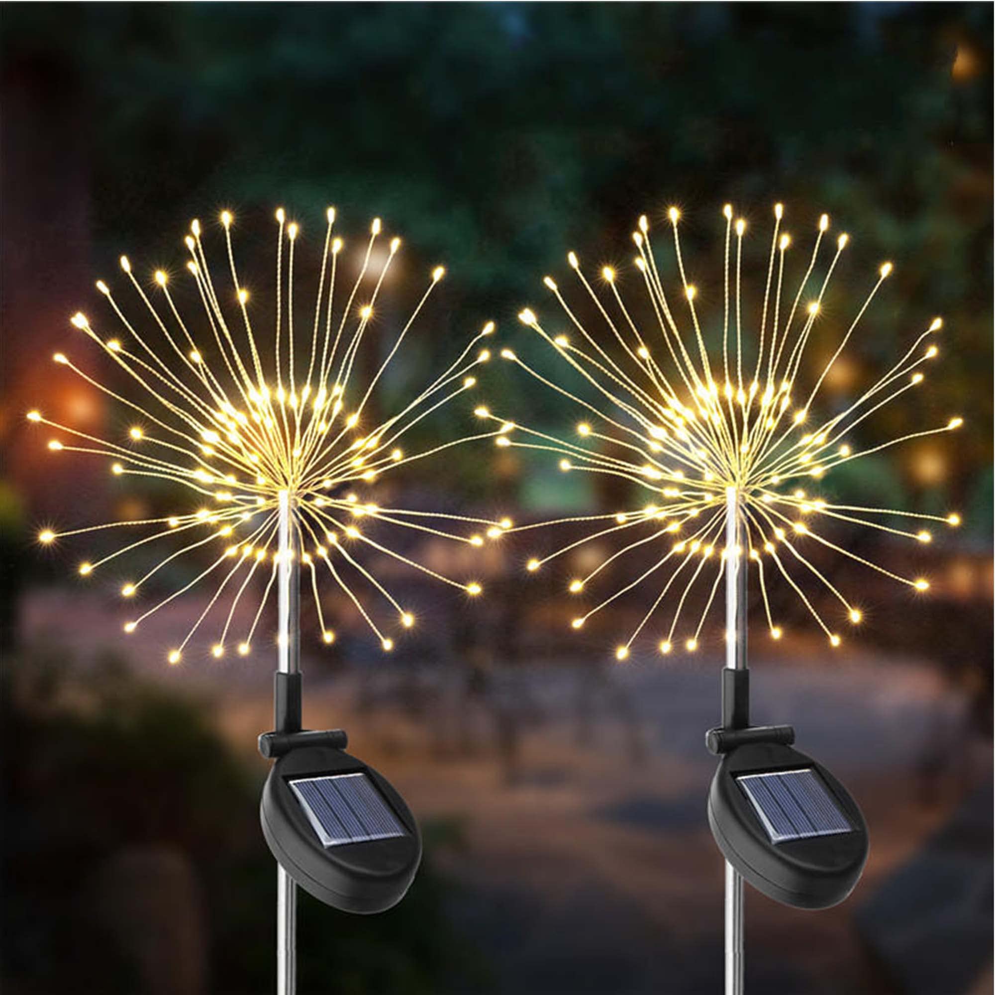 2 Pack Solar LED Fireworks Spike Garden Lights - 38
