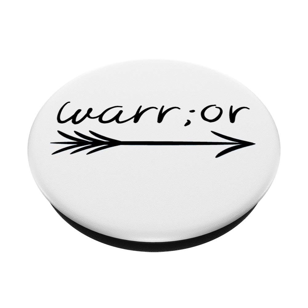 Mental Health Warrior Semicolon Awareness PopSockets PopGrip - Swappable Phone Grip for iPhone, Samsung & Tablets - Suicide Prevention & Mental Health Support - Perfect for Daily Use, Work & School