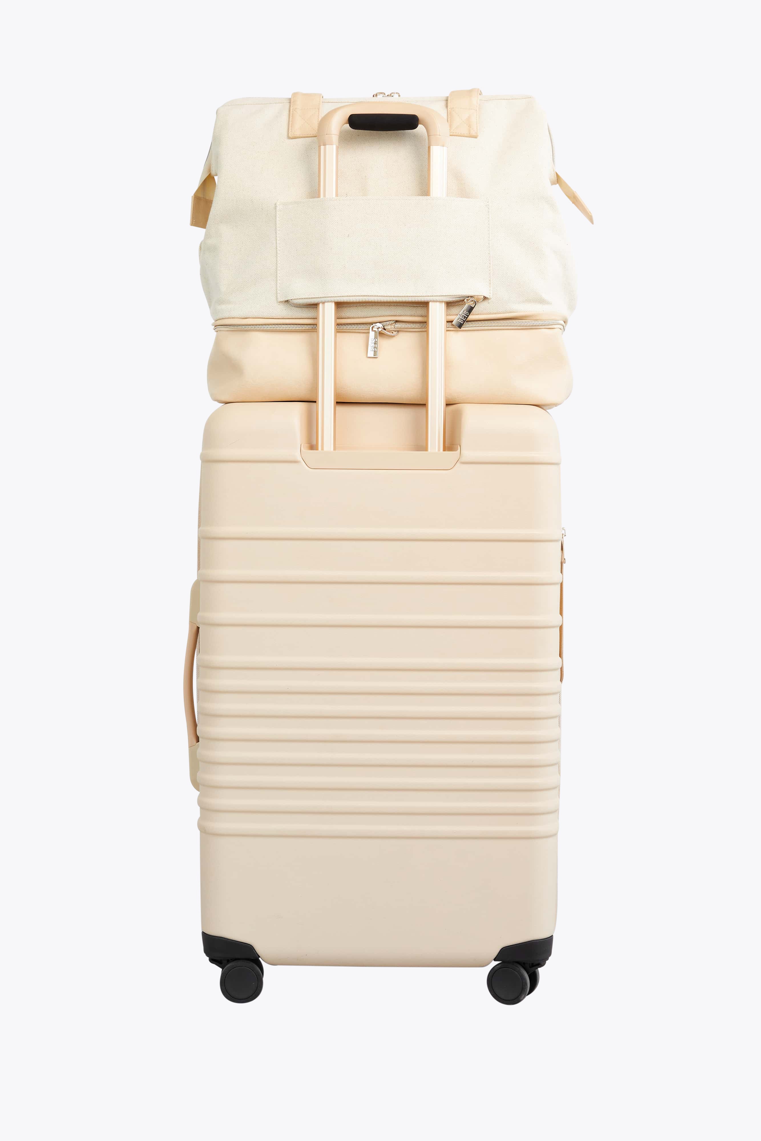 Beige Convertible Mini Weekender Bag - Stylish & Versatile Travel Duffel for Women | Perfect for Weekend Getaways, Gym, Work & Overnight Trips