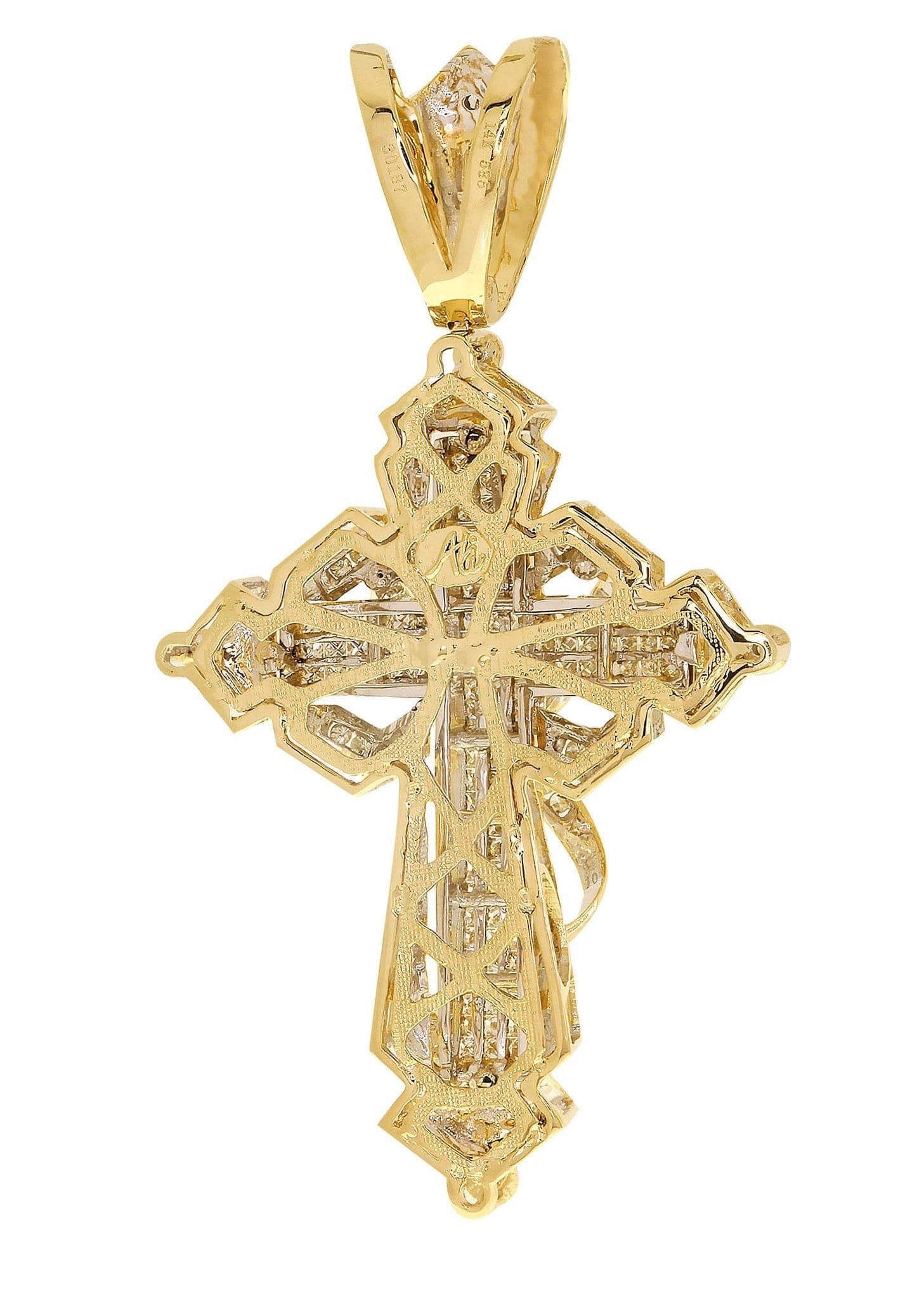 2.71 Carat Diamond Cross Pendant Necklace - 19.95 Grams Solid Gold/Silver Religious Jewelry for Women - Perfect for Baptism, First Communion & Special Occasions