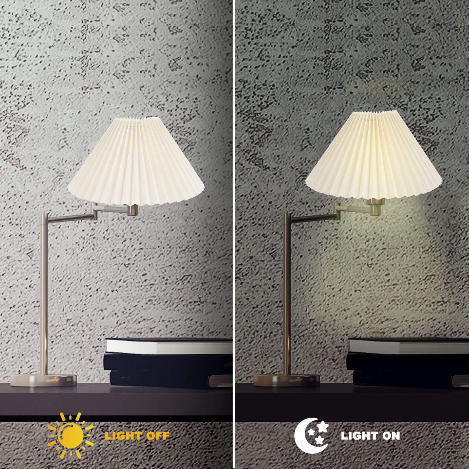 Beaupretty Pleated Lamp Shade - Clip-On E27 Desk Lamp Cover, Chandelier & Floor Light Protector Replacement - Soft Yellow Beige Fabric Shade for Home Office & Bedroom Lighting