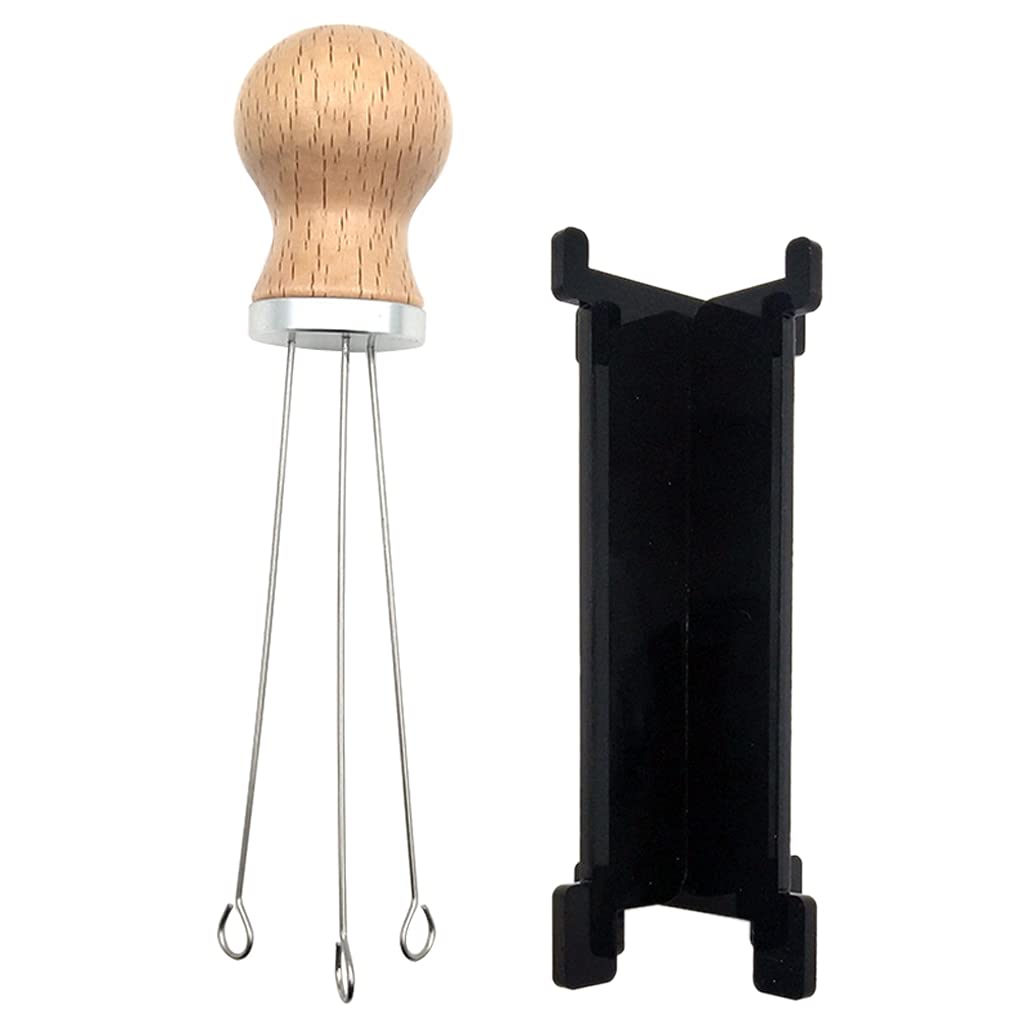 Premium Wood Handle Espresso Tamper & Coffee Stirring Needle - Professional Coffee Powder Distributor & Leveler Tool for Baristas & Home Brewing - Perfect for Espresso Machines & French Press Coffee Making