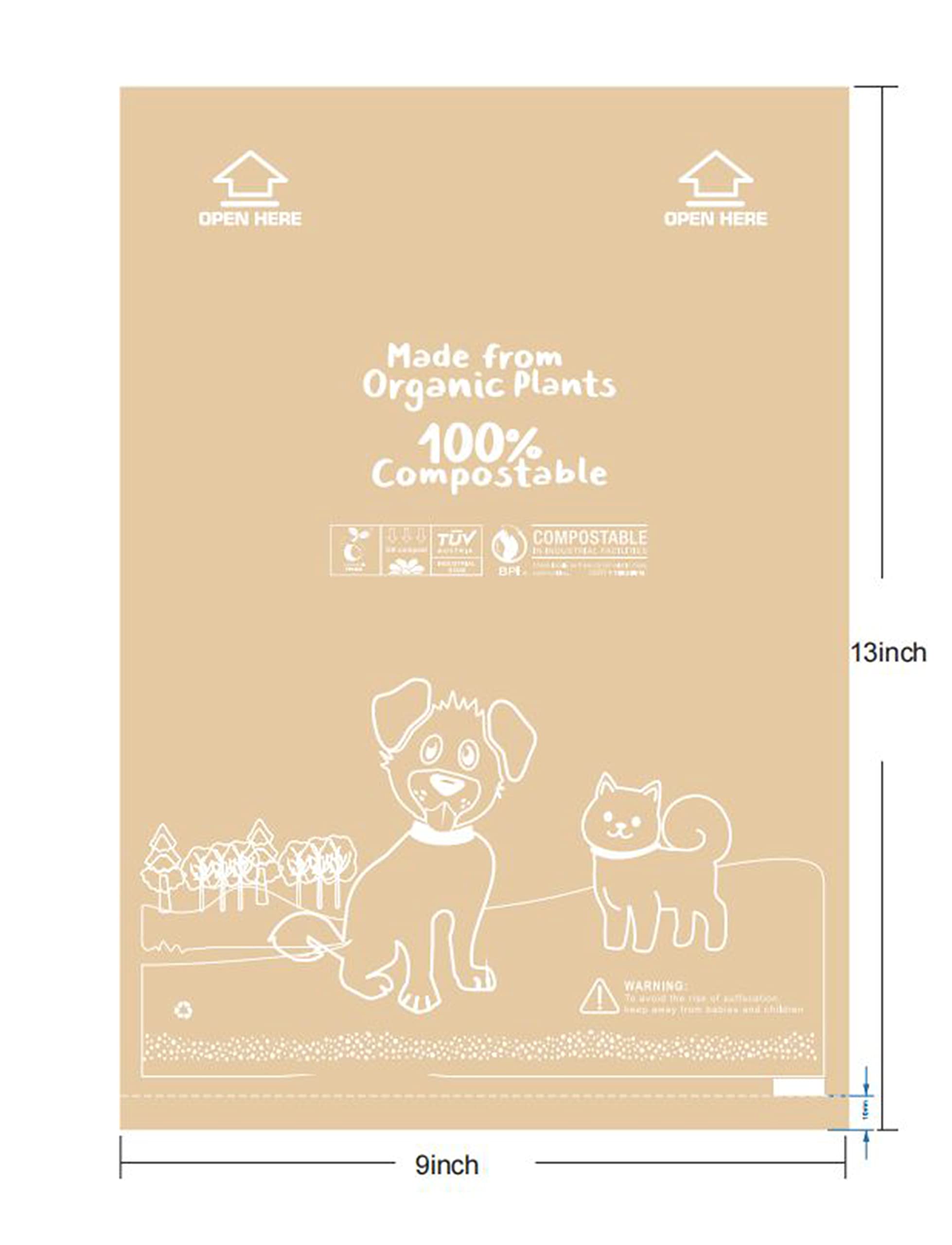 Eco-Friendly Compostable Dog Waste Bags - 405 Count Plant-Based Biodegradable Poop Bags for Dogs & Cats | 100% Leak-Proof | 9 x 13 Inches | Includes Free Dispenser | Perfect for Park Walks, Backyard Cleanup & Travel
