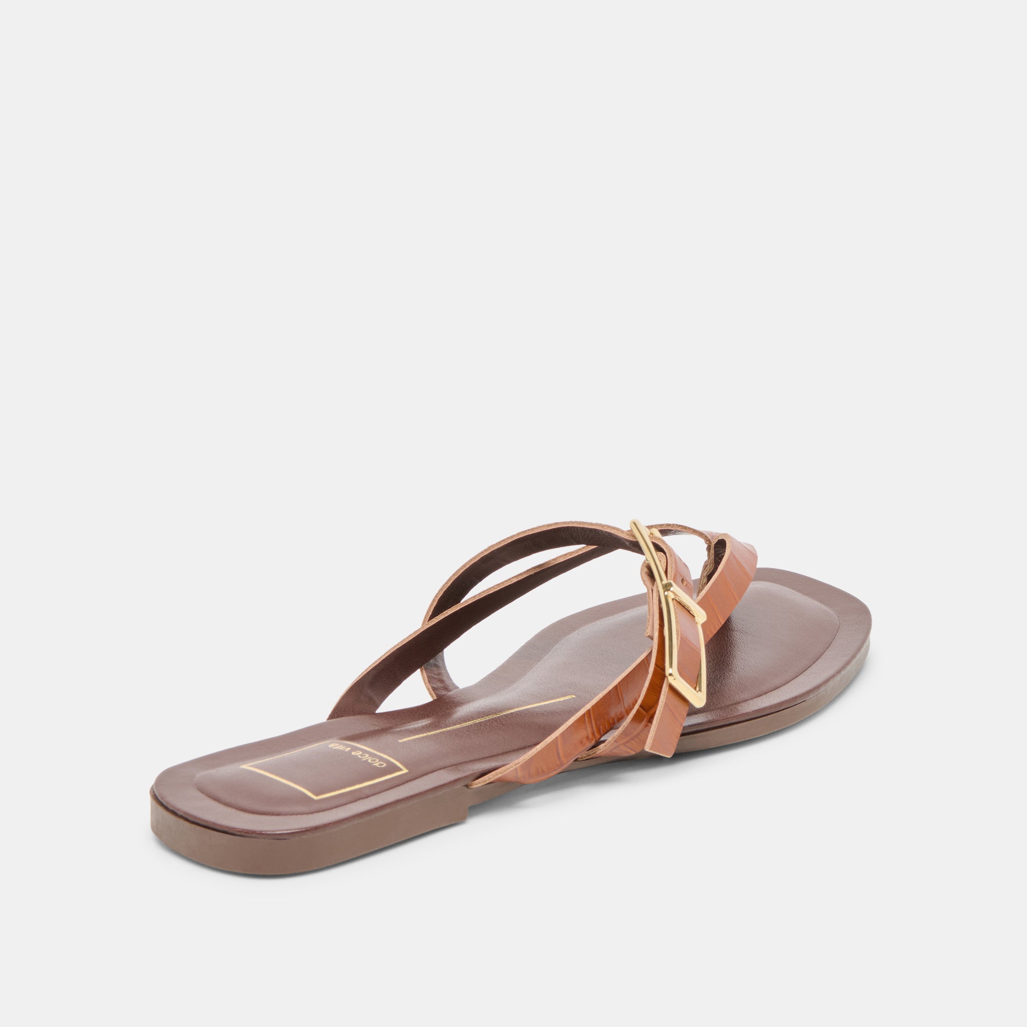PIERS Genuine Leather Sandals for Women - Cognac Crocodile Embossed, Comfortable & Stylish Summer Footwear - Perfect for Beach, Vacation & Casual Outings