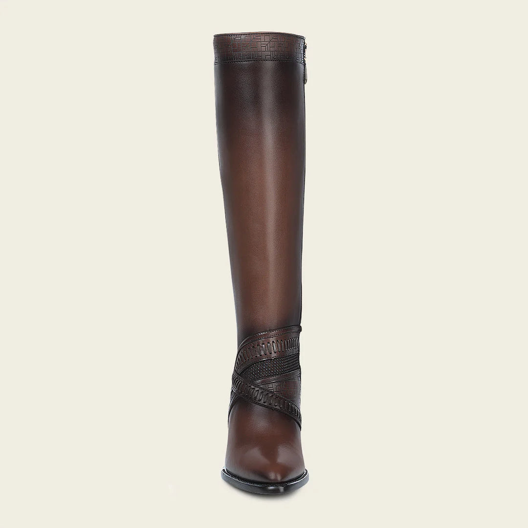**3F99RS Women's Western Cowgirl Knee High Boots - Genuine Cowhide Leather, Honey Color - Perfect for Rodeo, Country Dancing & Cowboy Boots Fashion**