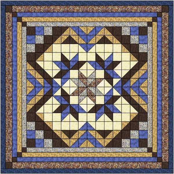 Heaven's Variation Blue & Brown Queen Size Easy Quilt Kit - Precut Fabric Ready to Sew for Bedroom Decor & Cozy Home Projects