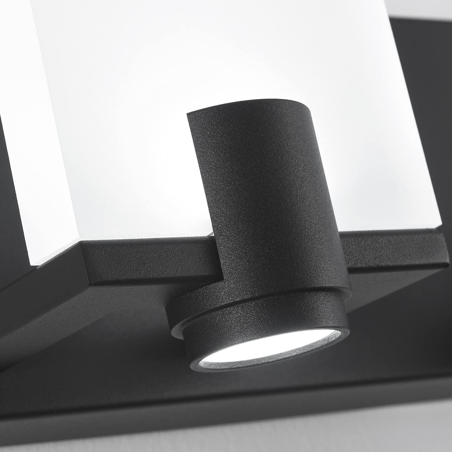 SOLFART Dimmable LED Bathroom Vanity Light Fixtures - Modern 2-Light Black Matte Over Mirror Lighting with Adjustable Spotlights - Perfect for Bathroom, Powder Room & Dressing Area Makeup Lighting