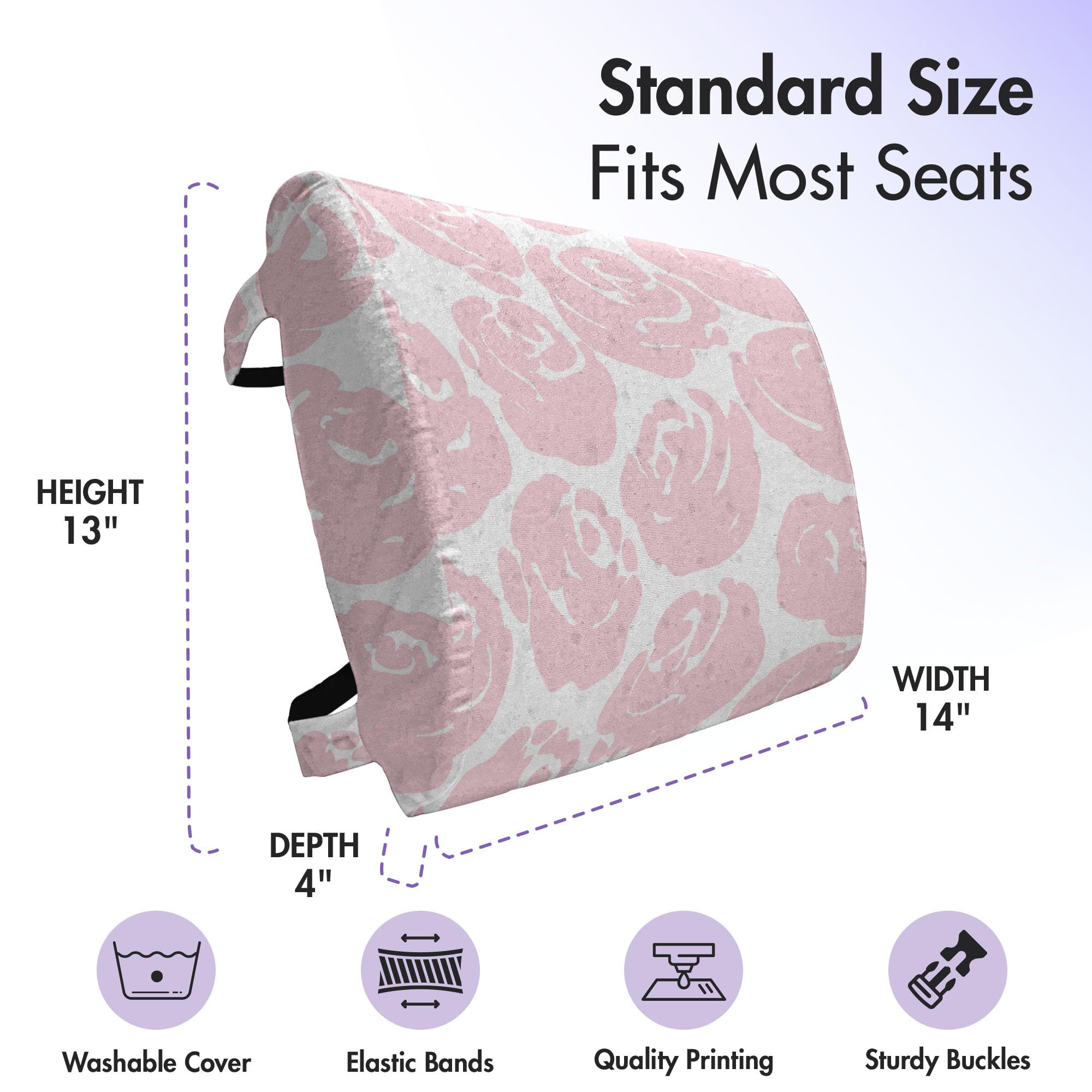 Ambesonne Floral Lumbar Support Pillow - Rose Silhouette Abstract Garden Print, High Density Foam for Office Chair & Car Seat, 14