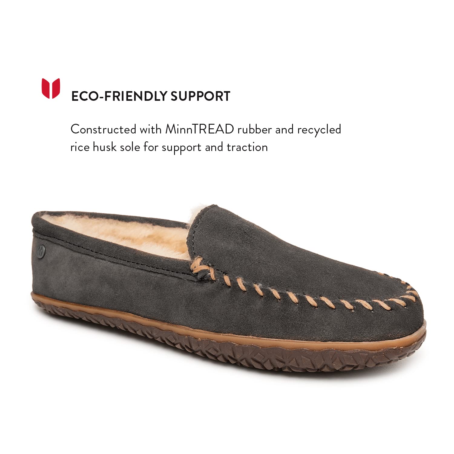 Minnetonka Tobie Men's Suede Moccasin Slippers - Fur Lined Sheepskin Indoor/Outdoor House Shoes with Durable Sole | Cozy Winter Footwear for Home, Office & Casual Wear