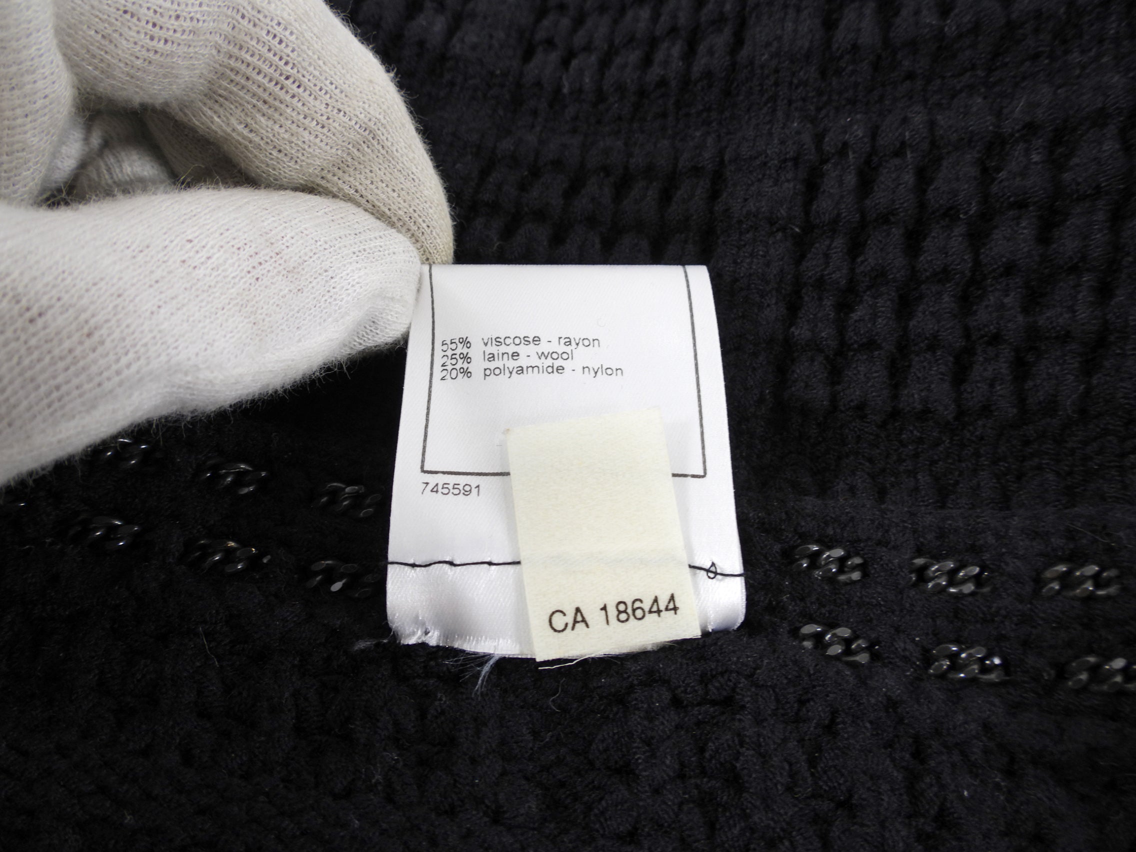 Chanel 05A Black Textured Knit Cardigan Sweater with Chain Trim - Elegant Women's Fashion for Office Wear & Evening Outfits