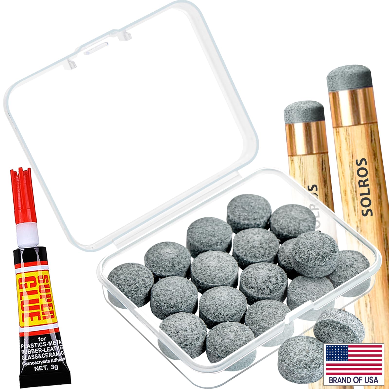 Premium Billiard Pool Cue Tips Replacement Kit with Storage Box - High-Quality Leather Snooker Stick Tips for Pool Table Cues (8/9/10/11mm) - Perfect for Professional Players & Home Game Room Accessories