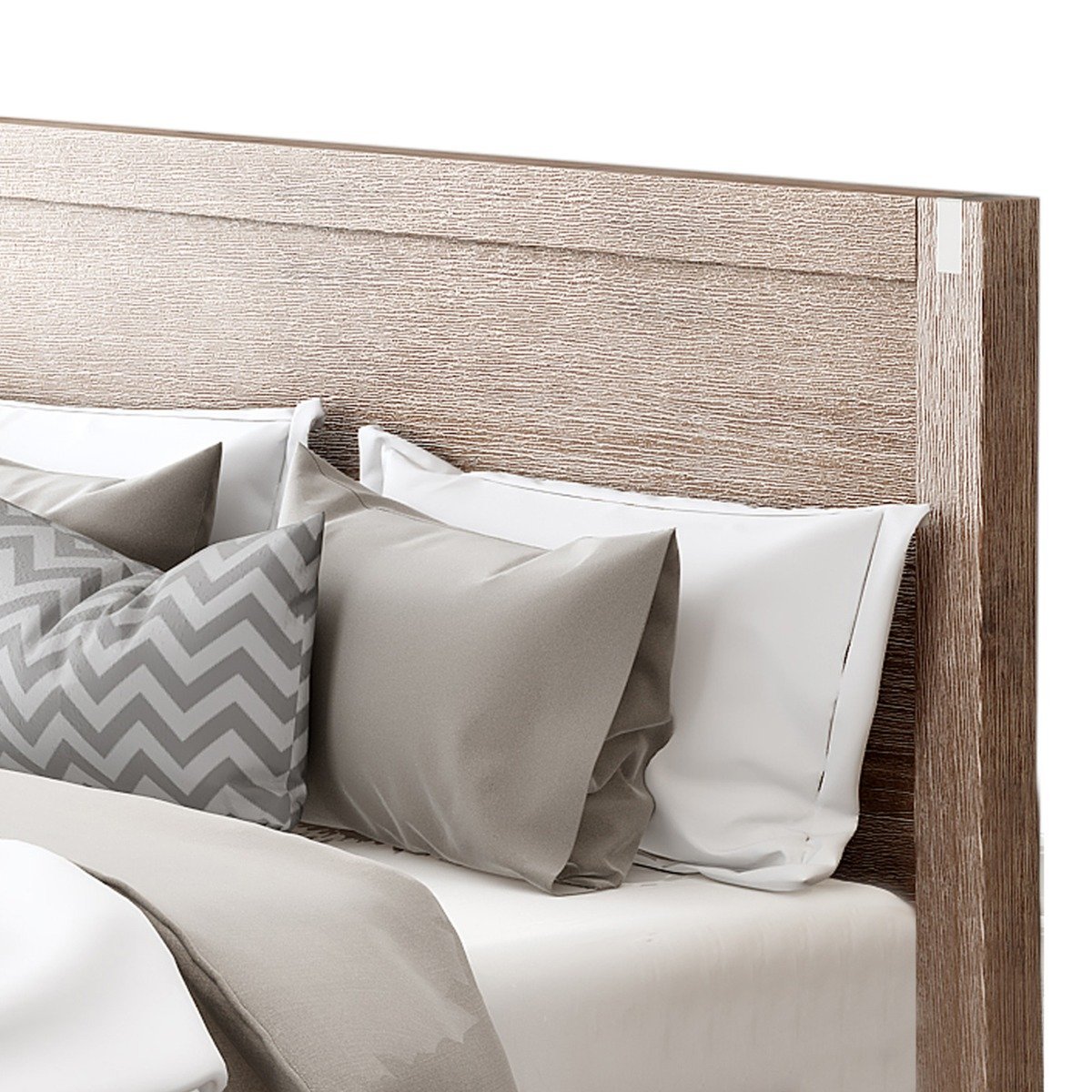 Luxe Nowra Queen Size Solid Wood Veneered Acacia Bed Frame with Oak Finish - Elegant & Durable Bedroom Furniture for Modern Home Decor