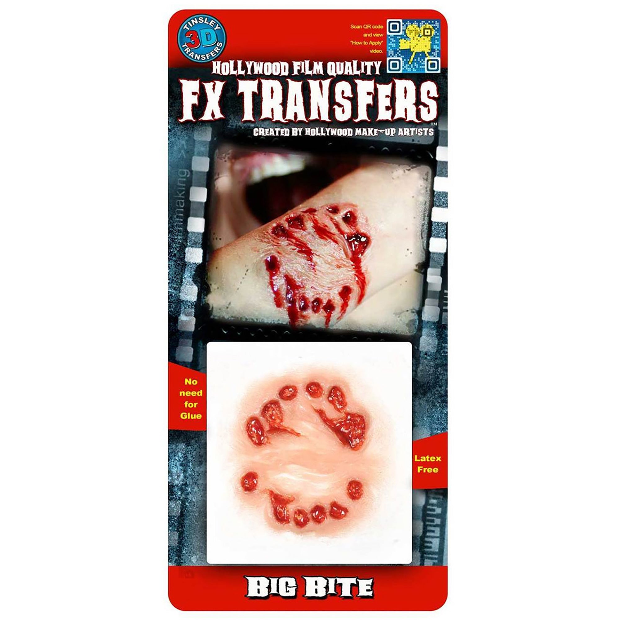 3D FX Transfers Big Bite Latex-Free Prosthetic Makeup - Realistic Wound & Scar Special Effects for Halloween, Cosplay & Movie SFX - 1 Count