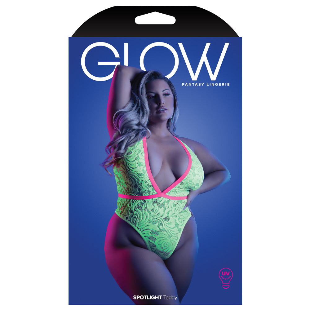 Fantasy Lingerie Glow Spotlight Plunging Floral Lace Teddy for Curvy Women - Sexy Lingerie Set for Date Night & Boudoir Photography