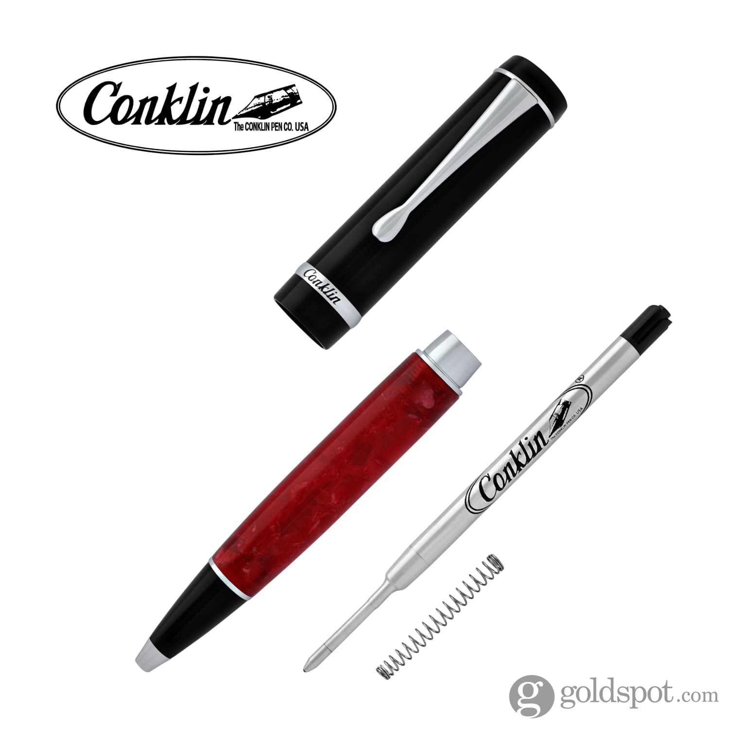 Conklin Duragraph Ballpoint Pen - Red Nights Finish, Smooth Writing, Professional Office & Gift Pen for Men & Women - Perfect for Business, Journaling & Everyday Use