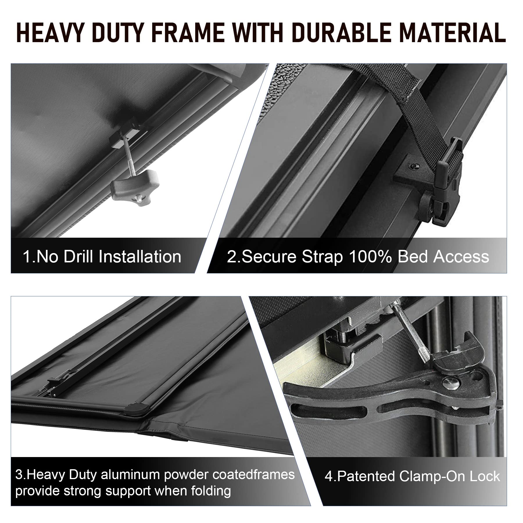 JDMSPEED Soft Quad-Fold 6.5FT (78in) Truck Bed Tonneau Cover for 2014-2018 Chevy Silverado & GMC Sierra (Excluding CarbonPro Bed) - Waterproof with LED Light & 118