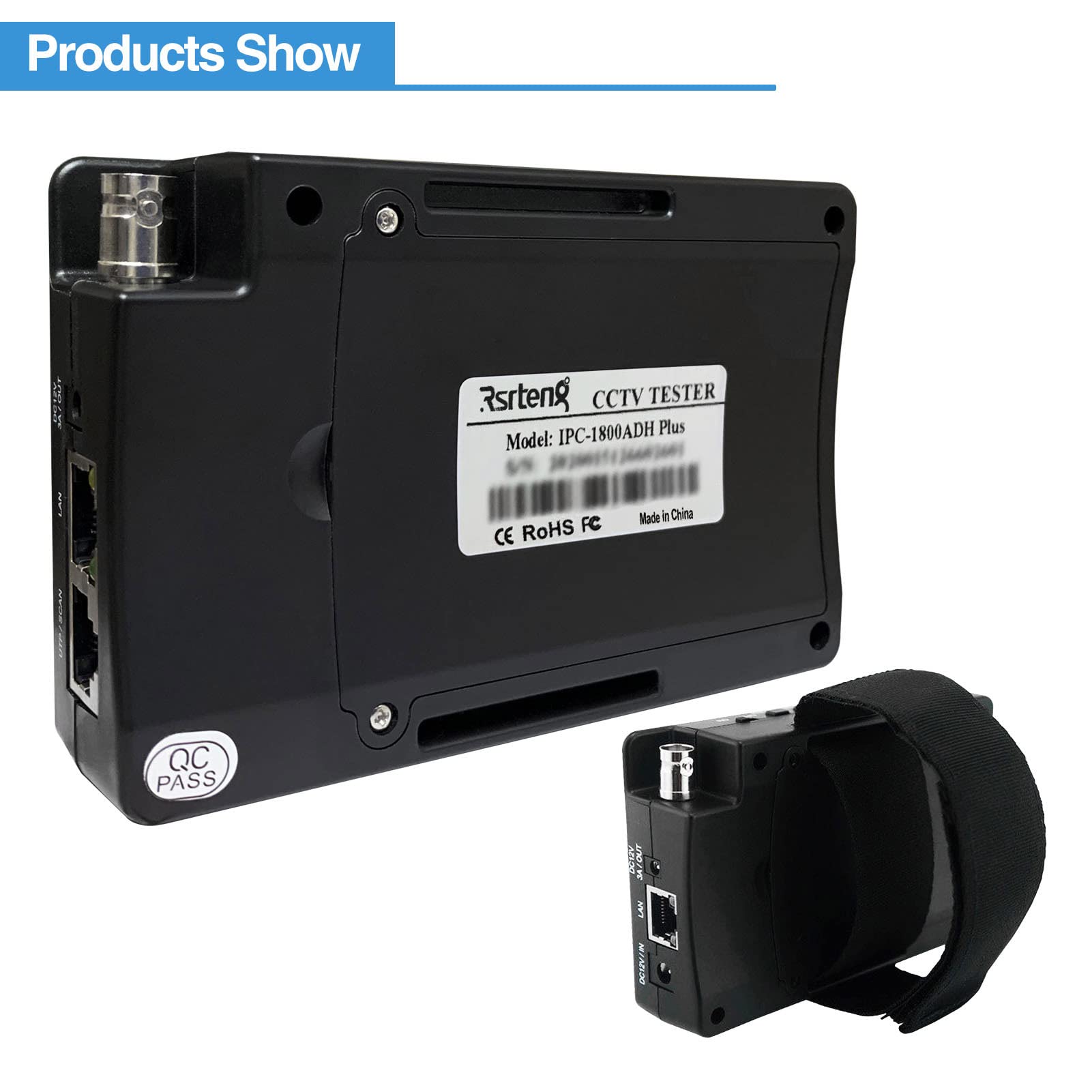 Rsrteng 4-inch IPS Touch Screen CCTV Camera Tester - Supports 12MP IP, 8MP TVI/CVI/AHD, CVBS & 4K Cameras with POE, PTZ, RS485 & TF Card Slot - Professional Tool for Security Camera Installation & Maintenance